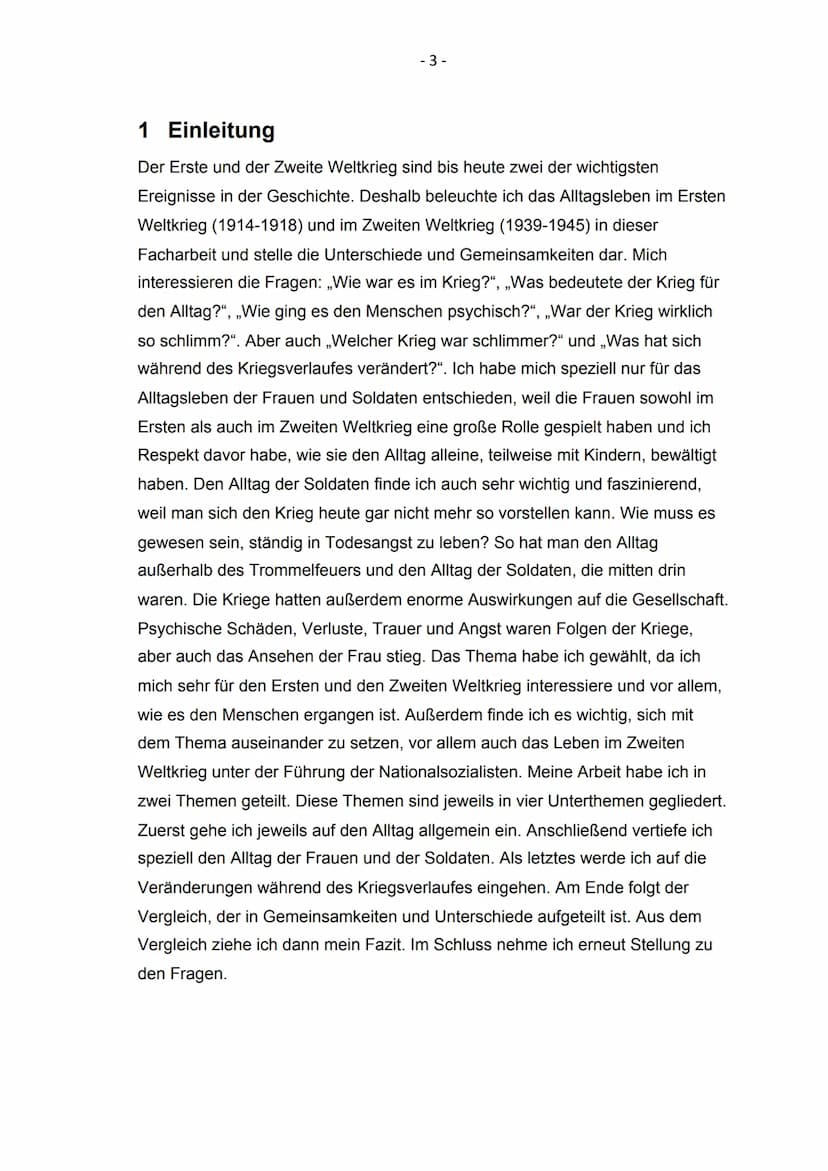 Kopernikus-Gymnasium Blankenfelde-
Mahlow
Facharbeit im Wahlpflichtfach Geschichte
Alltag im Ersten und Zweiten
Weltkrieg
Vergleichen Sie da