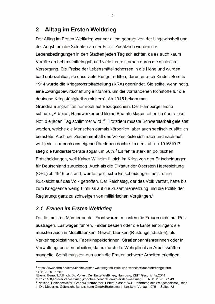 Kopernikus-Gymnasium Blankenfelde-
Mahlow
Facharbeit im Wahlpflichtfach Geschichte
Alltag im Ersten und Zweiten
Weltkrieg
Vergleichen Sie da