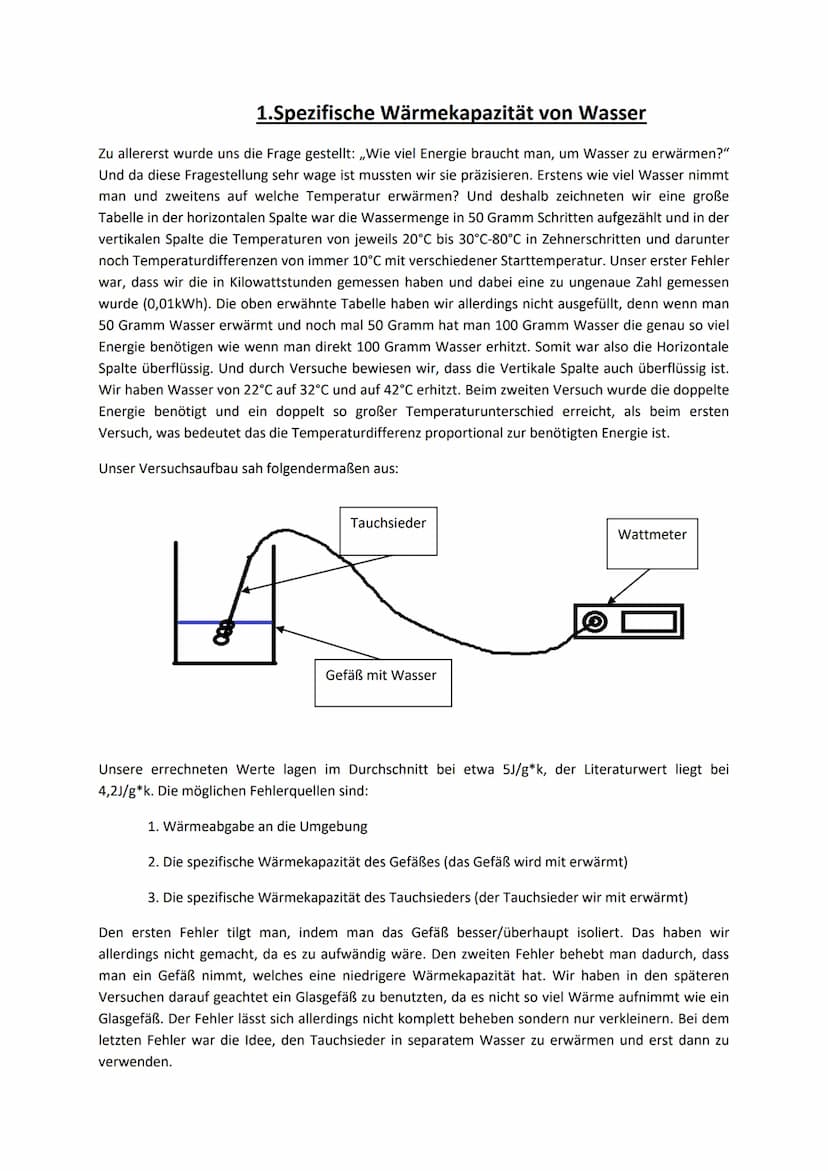 Wärmekapazität
Eis-Wasser-Dampf
Beschreibung:
Ein Protokoll eines NWT-Moduls mit folgenden Abschnitten :
1. Spezifische Wärmekapazität von W
