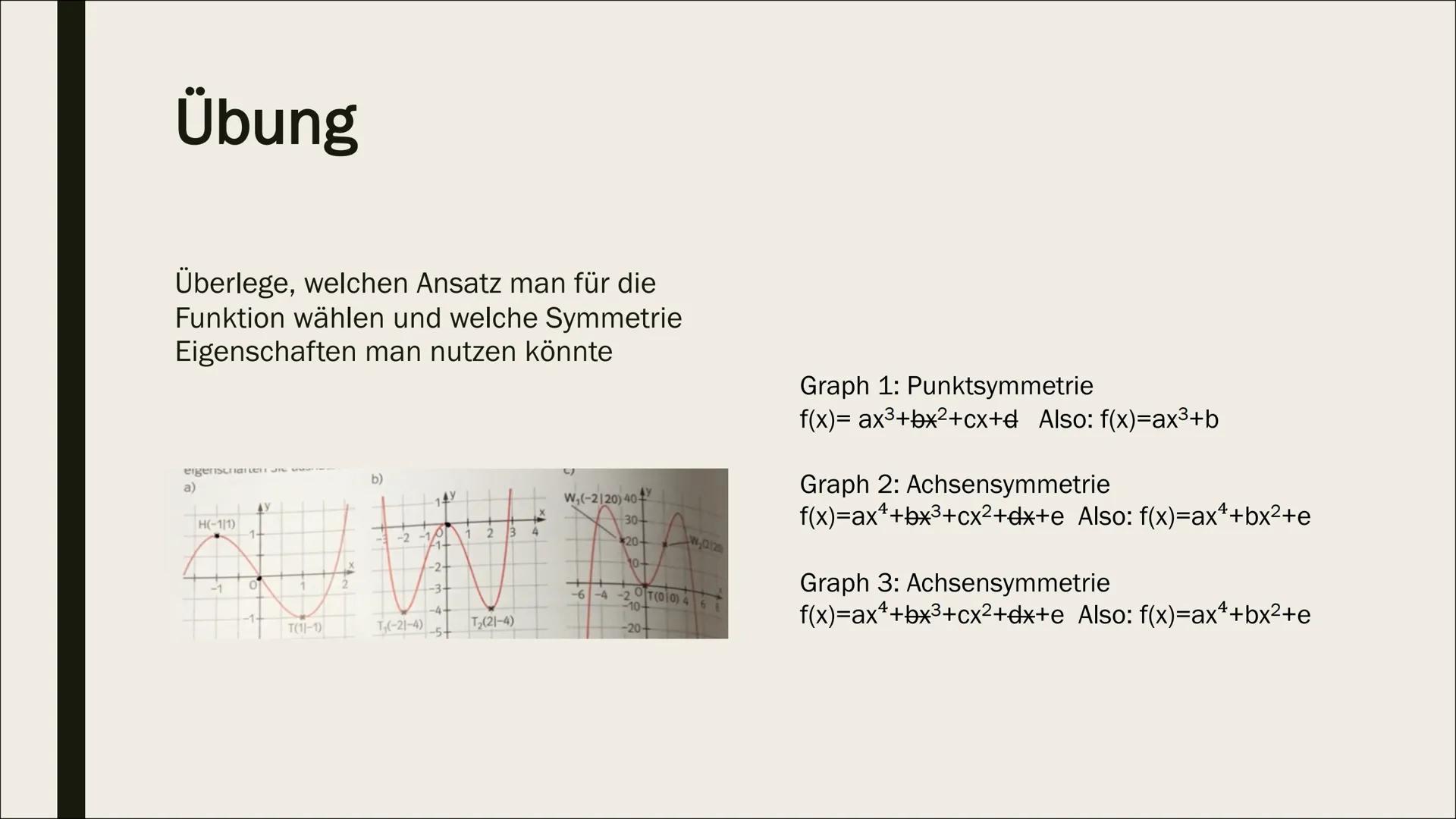 STECKBRIEFAUFGABEN Aufstellen von Funktionen
1. Schreibe die allgemeine Funktionsgleichung deiner
gesuchten Funktionsart auf. Notiere auch i