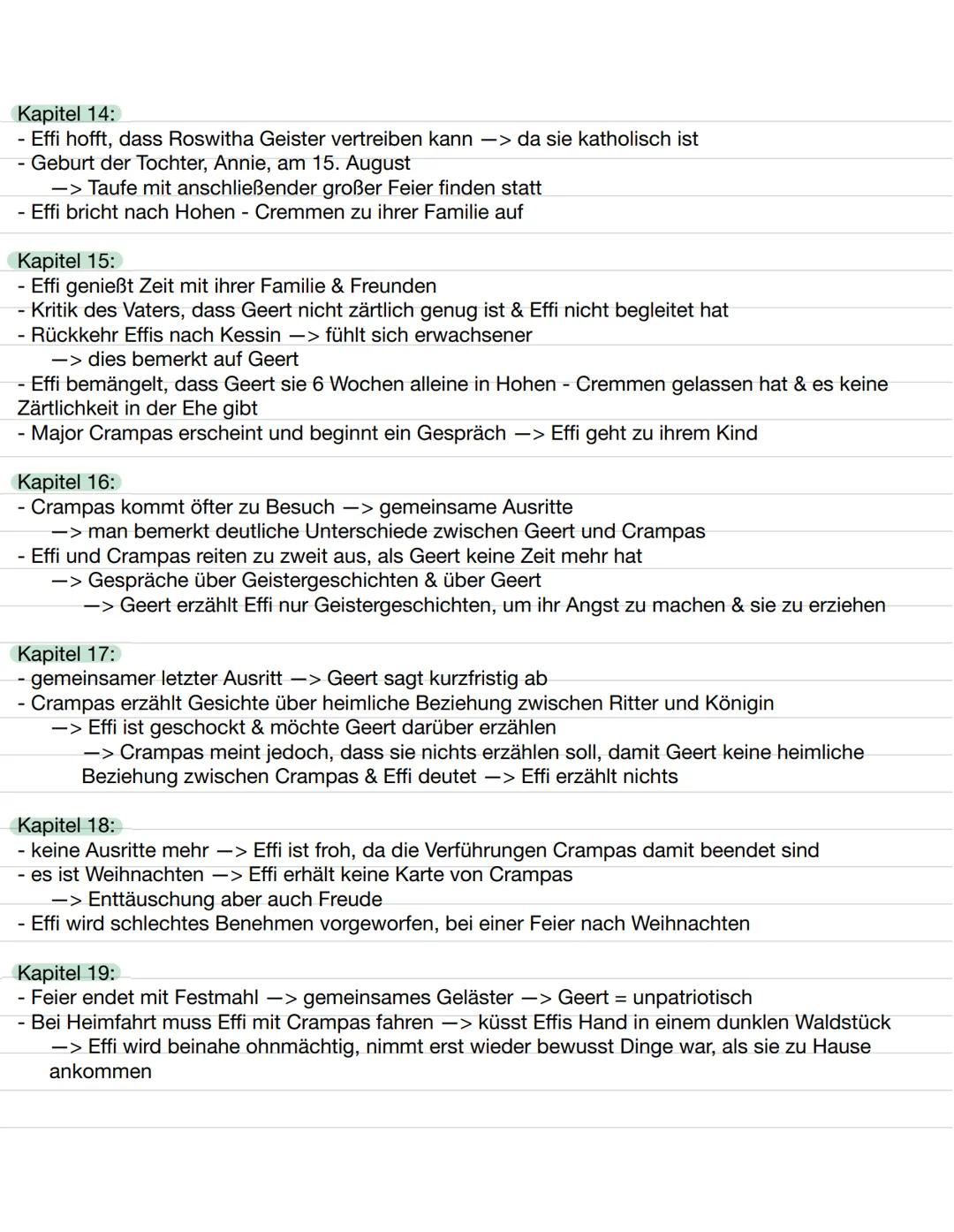 "Effi Briest" - Theodor Fontane
Inhaltsangabe der einzelnen Kapitel
Kapitel 1:
- Beschreibung des Herrenhauses der Familie Briest
- Effi und