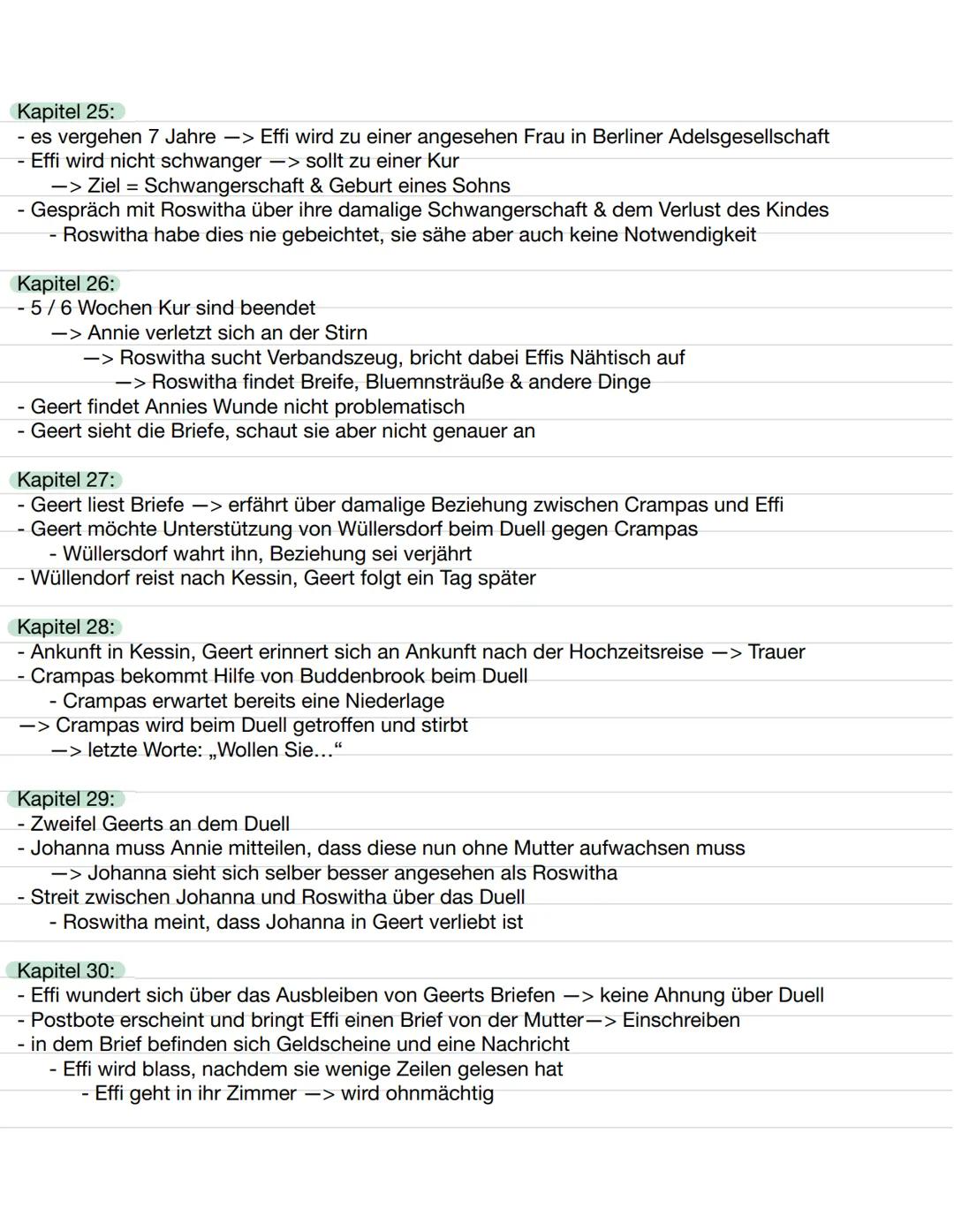 "Effi Briest" - Theodor Fontane
Inhaltsangabe der einzelnen Kapitel
Kapitel 1:
- Beschreibung des Herrenhauses der Familie Briest
- Effi und