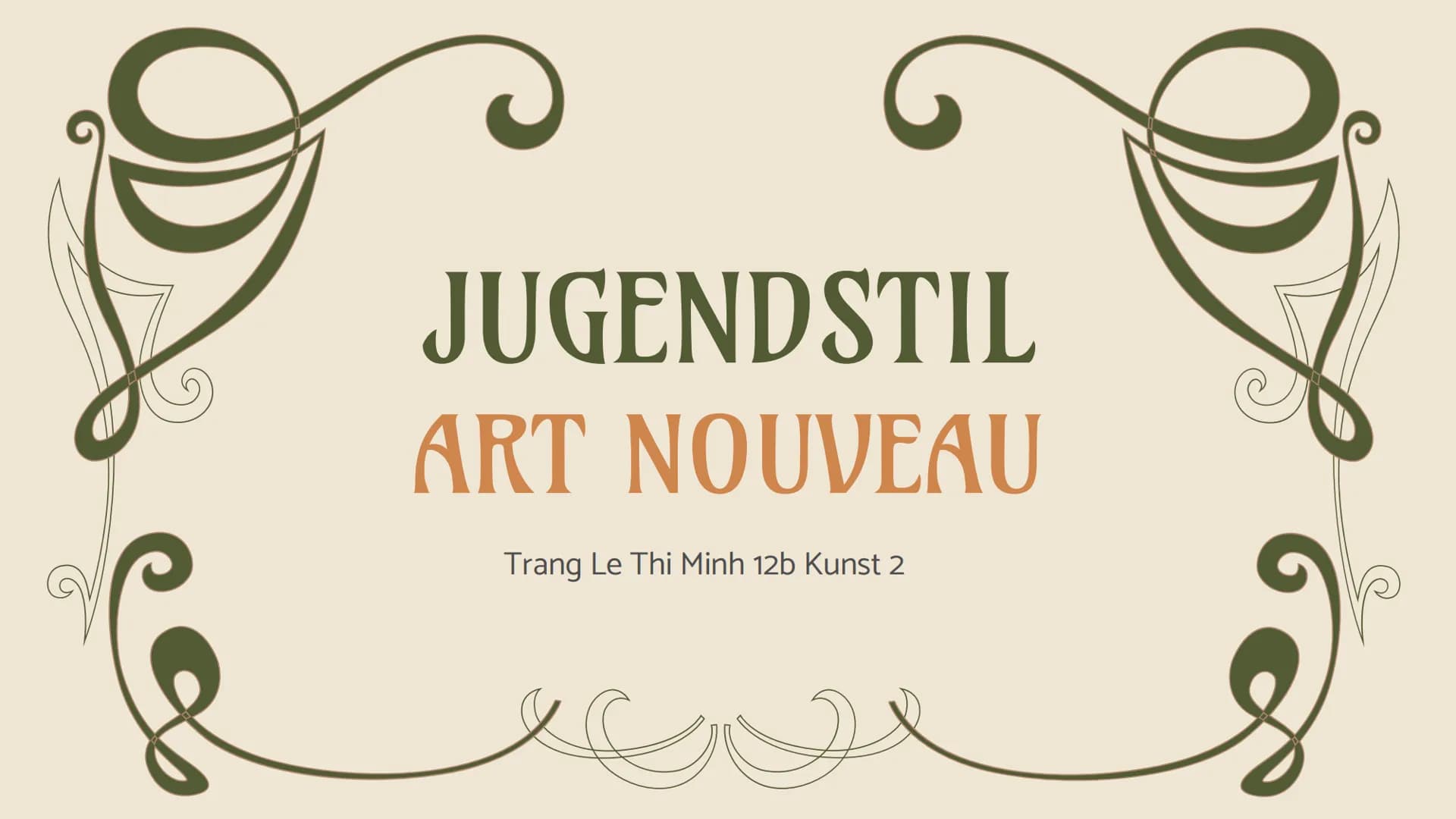JUGENDSTIL
ART NOUVEAU
Trang Le Thi Minh 12b Kunst 2
2 Gliederung
1. Entstehung
2. Merkmale
3. Architektur
4. Handwerk
5. Mode,Edwardian“
6.