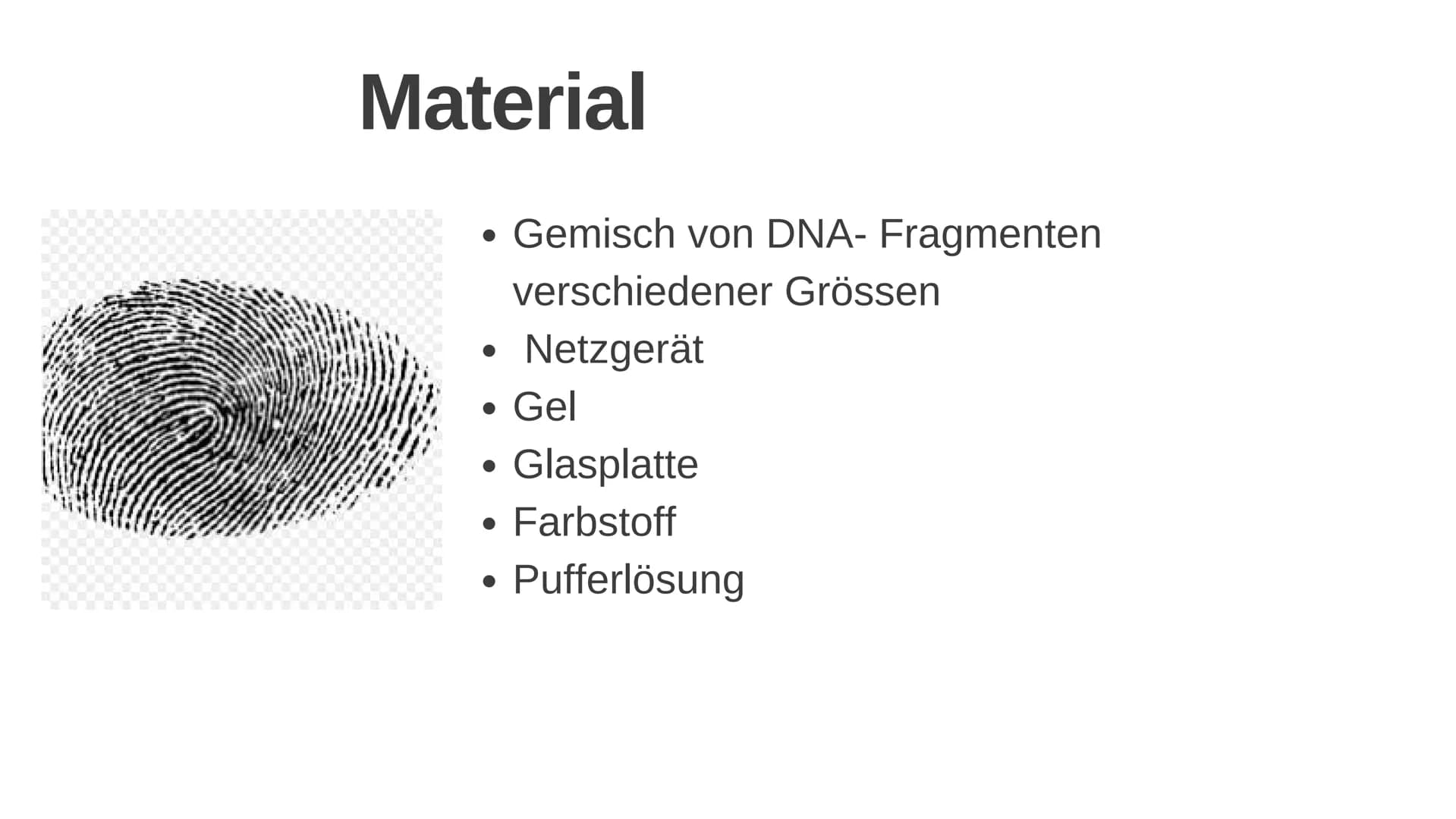 Gelelektrophorese
Q1- Biologiegrundkurs Übersicht der Präsentation
Definition
Verwendung
Material
Ablauf
Auswertung
Quellen Frage
Was denkt 