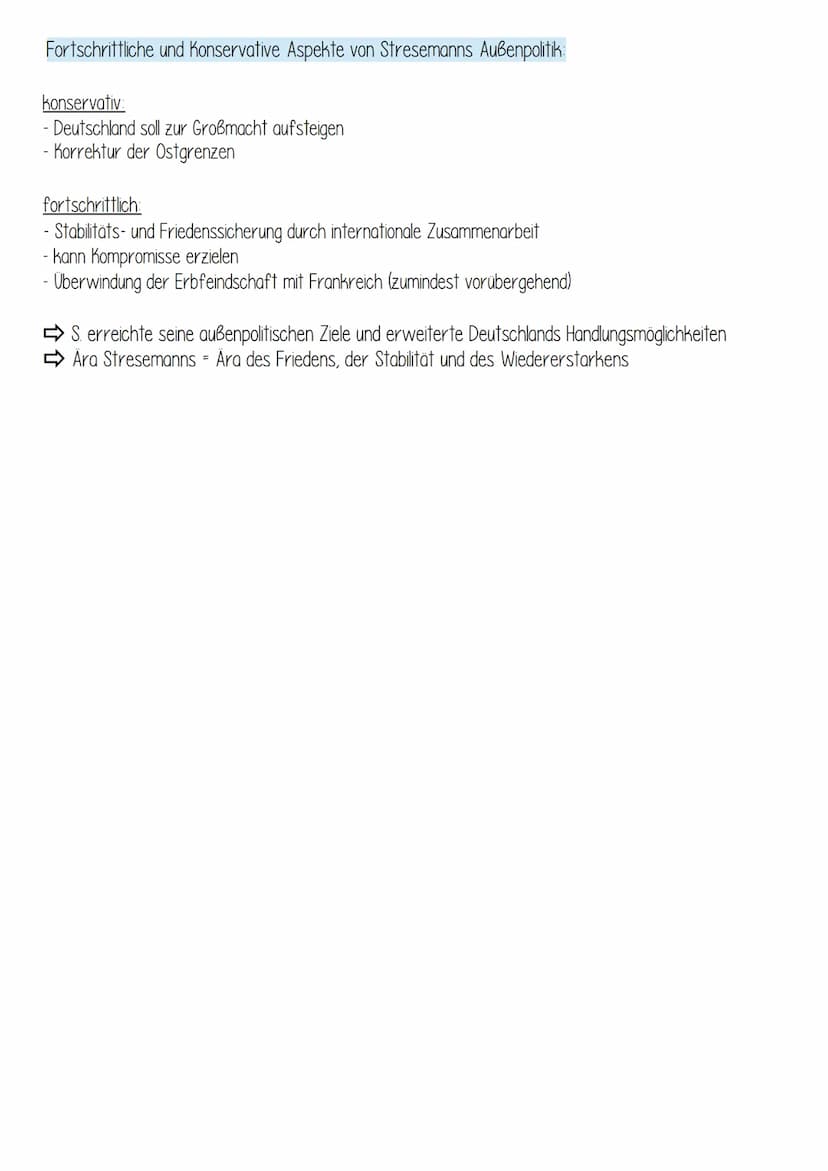 Die Ära Stresemann - Merkmale
seiner Au Benpolitik
Außenpolitische Ereignisse während der Amtszeit von G. Stresemann (1923-1929):
1923: Stre