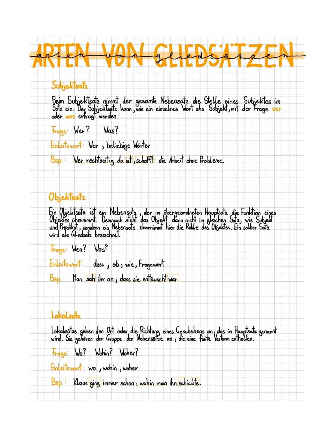 ARTEN VON SHEDSATZEN
Subjektsatz
Beim Subjektsatz nimmt der gesamte Nebensatz die Stelle eines Subjektes im
Satz ein. Der Subjektsatz kann, 