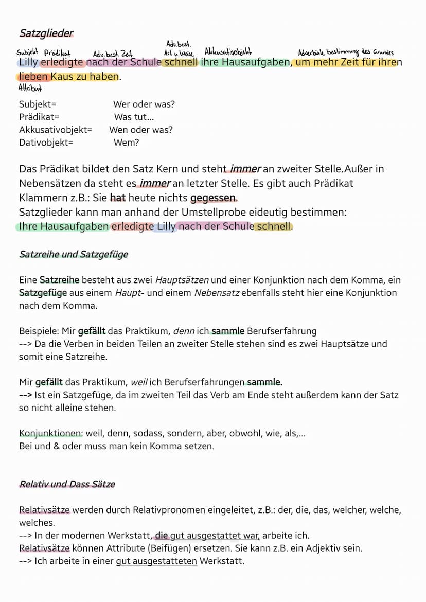 Wortarten:
Nomen (Namen, Gegenstände,...)
Adjektive (wie jemand oder etwas ist: groß, klein, schwach,..)
Verben (was jemand oder etwas tut: 