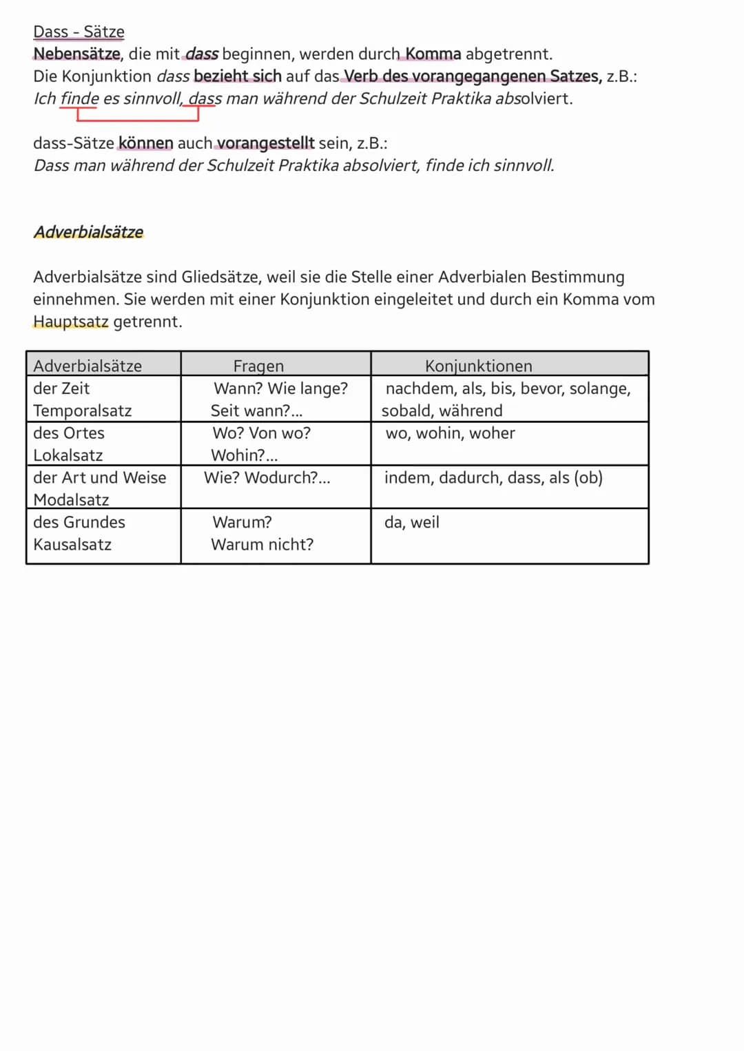Wortarten:
Nomen (Namen, Gegenstände,...)
Adjektive (wie jemand oder etwas ist: groß, klein, schwach,..)
Verben (was jemand oder etwas tut: 