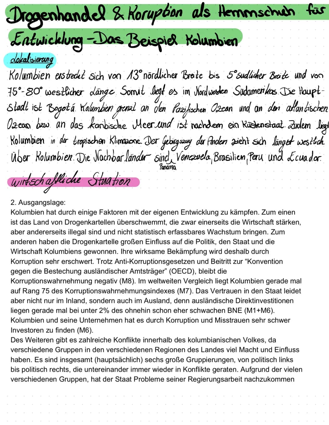 Drogenhandel & Koruption als Hemmschich für
Entwicklung-Das Beispiel Kolumbien
Lokalisierung
Kolumbien erstreckt sich von 13° nordlicher Bre