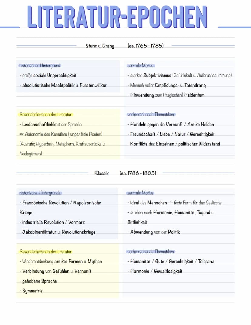LITERATUR-EPOCHEN
Barock
historische Hintergründe
-Entwicklung der modernen Wissenschaft
- große Religiösität / Aufblühen des Humanismus
-Dr