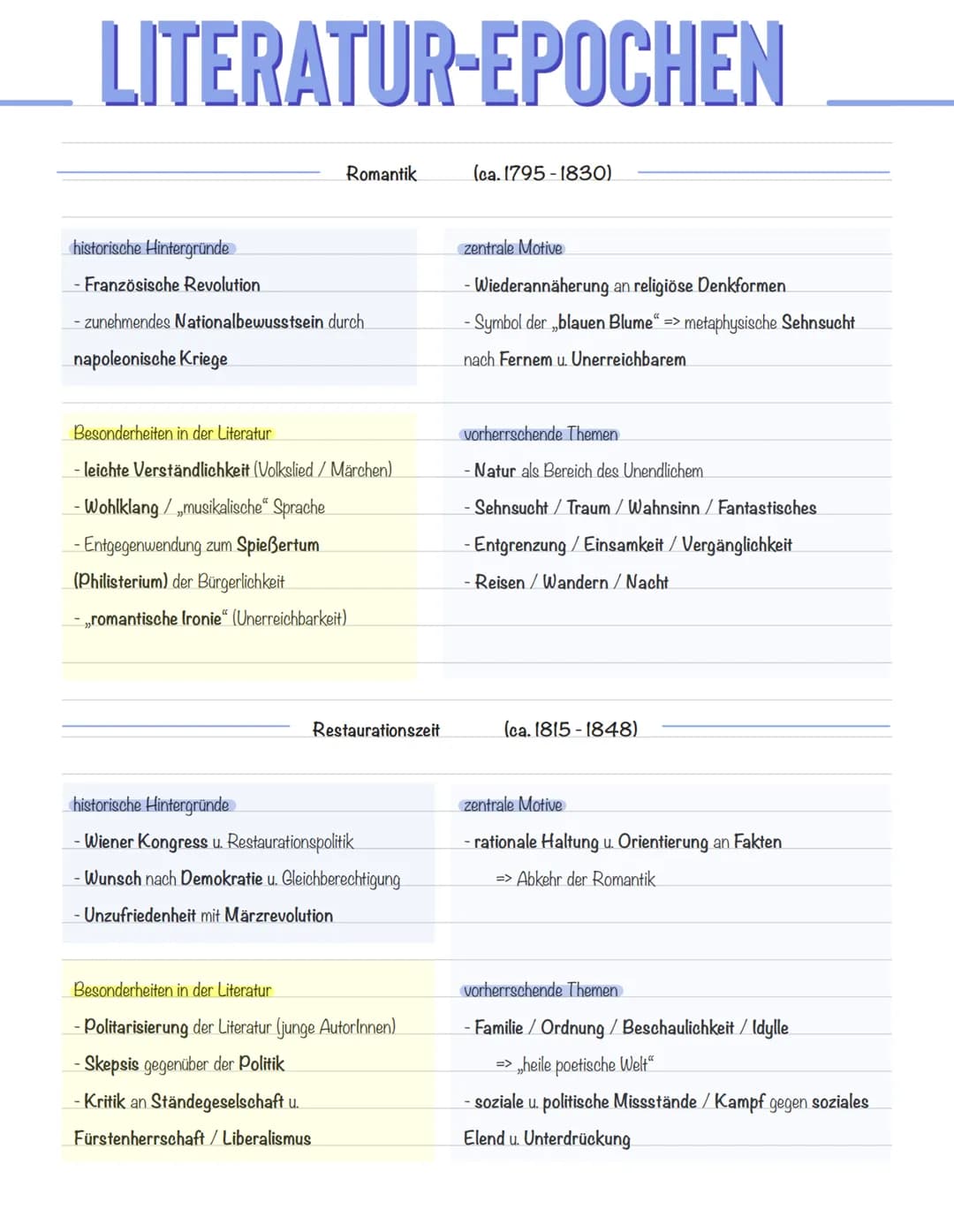 LITERATUR-EPOCHEN
Barock
historische Hintergründe
-Entwicklung der modernen Wissenschaft
- große Religiösität / Aufblühen des Humanismus
-Dr