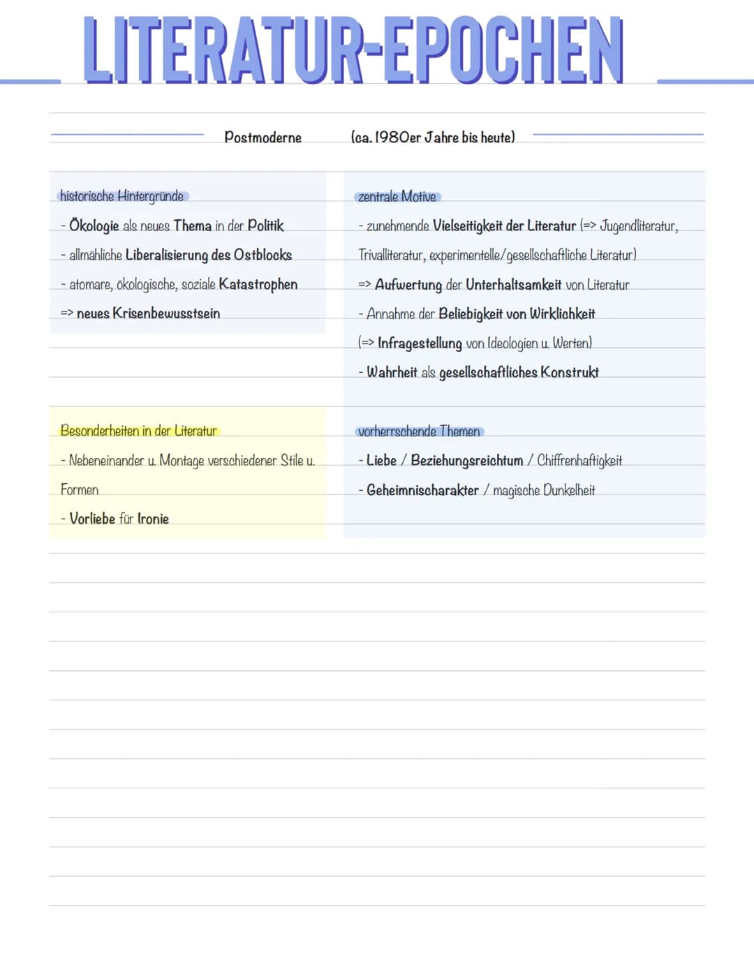 LITERATUR-EPOCHEN
Barock
historische Hintergründe
-Entwicklung der modernen Wissenschaft
- große Religiösität / Aufblühen des Humanismus
-Dr
