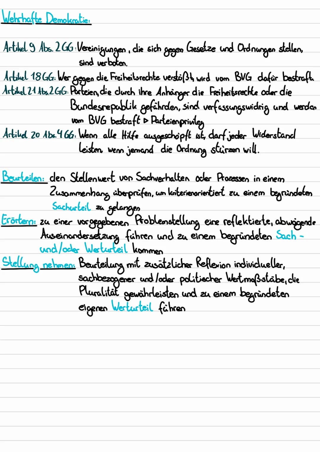 Grundrechte
POERNZETTELL H
Volkssouveränität
Freiheitlich-demokratische Grundlordnung
Gewaltenteilung
Verantwortlichkeit der Regierung
Geset