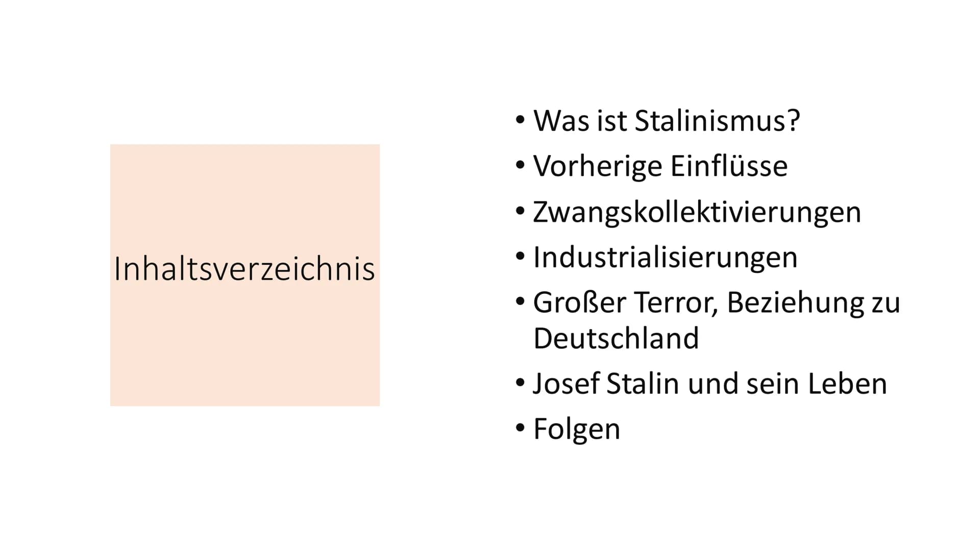 Stalinismus
Die Diktatur von Josef Stalin 1928-58 Inhaltsverzeichnis
• Was ist Stalinismus?
• Vorherige Einflüsse
●
• Zwangskollektivierunge