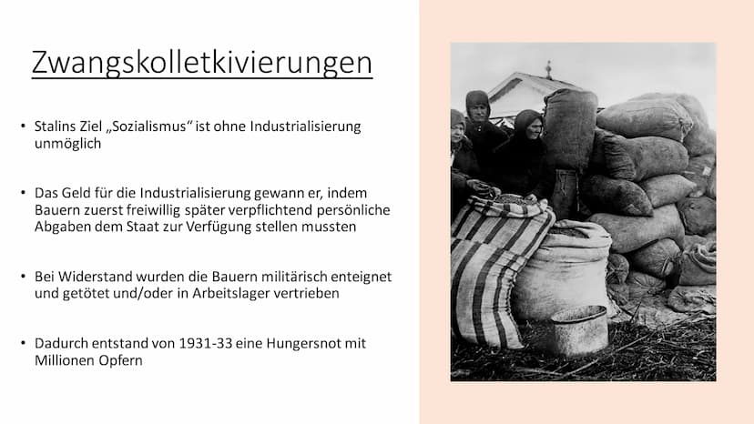 Stalinismus
Die Diktatur von Josef Stalin 1928-58 Inhaltsverzeichnis
• Was ist Stalinismus?
• Vorherige Einflüsse
●
• Zwangskollektivierunge