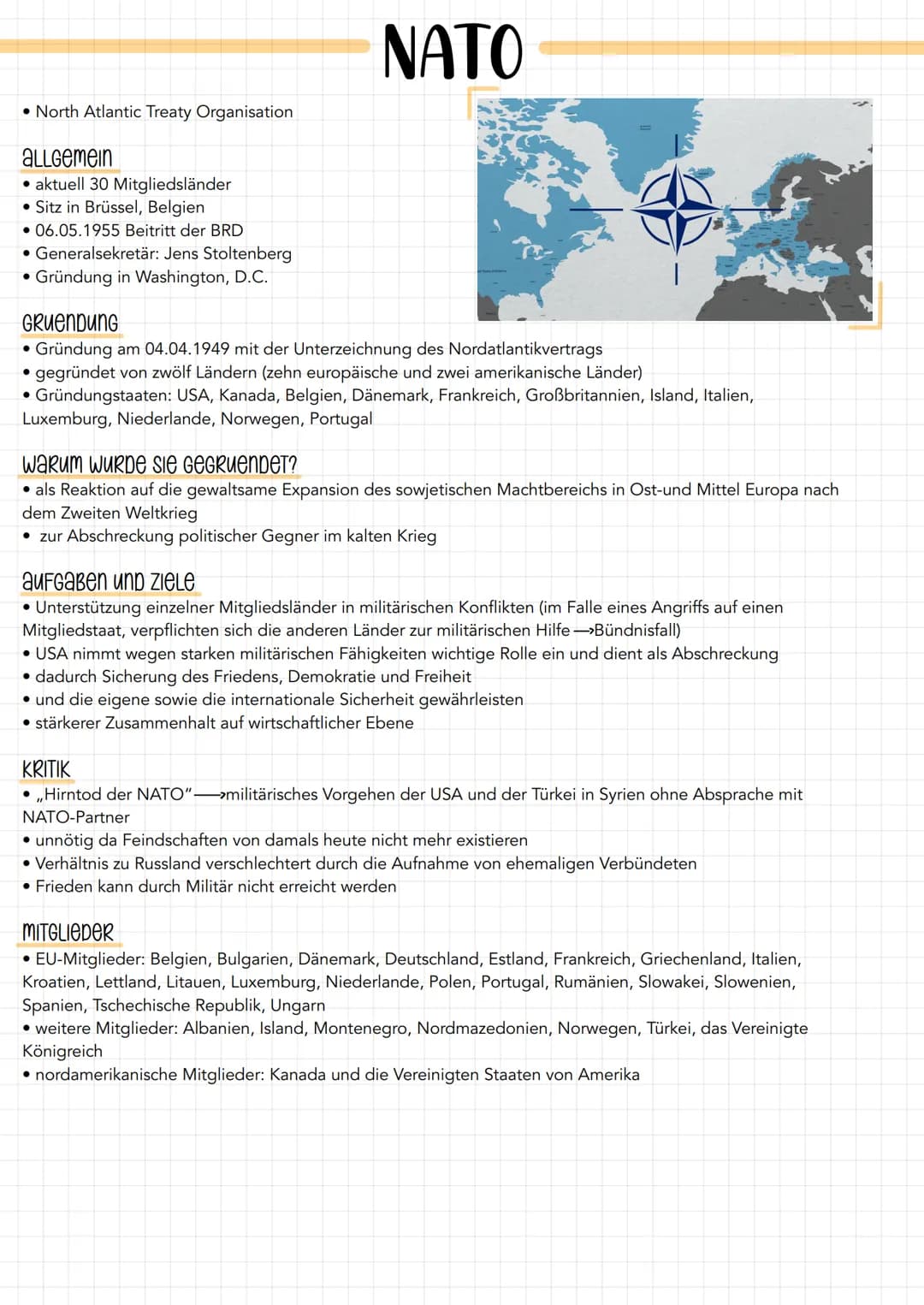 North Atlantic Treaty Organisation
ALLGemein
aktuell 30 Mitgliedsländer
• Sitz in Brüssel, Belgien
• 06.05.1955 Beitritt der BRD
• Generalse