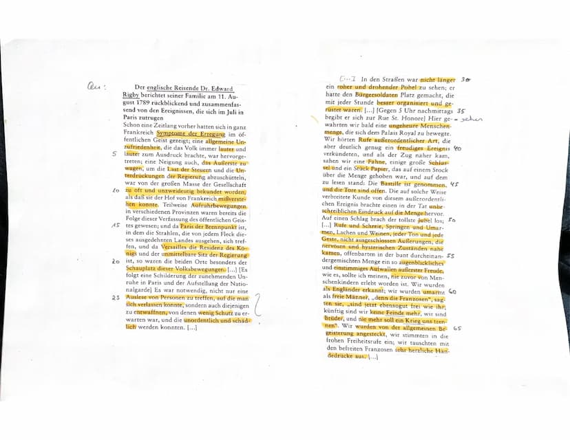 11BG02 Geschichte
Aufgaben:
Leistungsnachweis Nr. 2
Französische Revolution
Name: Leni Schmiedel
1. Fassen Sie in eigenen Worten die Eindrüc