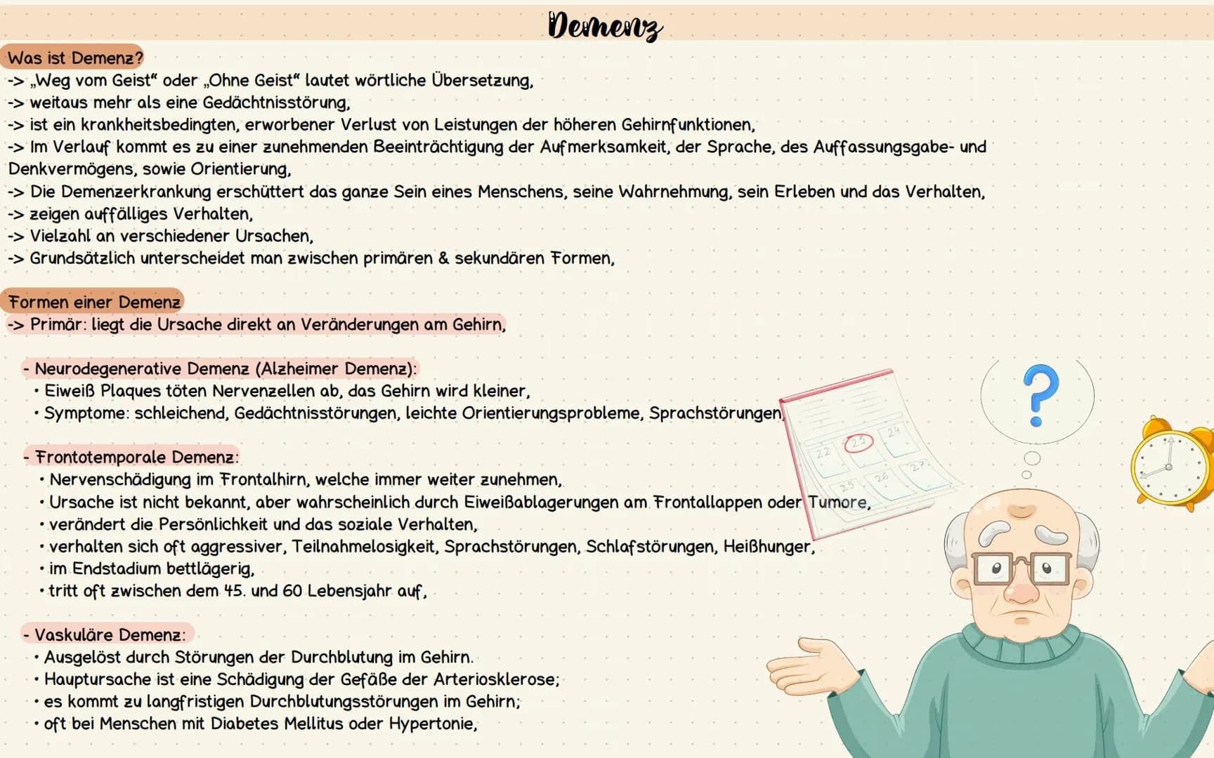 Was ist Demenz?
-> Weg vom Geist" oder „Ohne Geist" lautet wörtliche Übersetzung,
-> weitaus mehr als eine Gedächtnisstörung,
-> ist ein kra