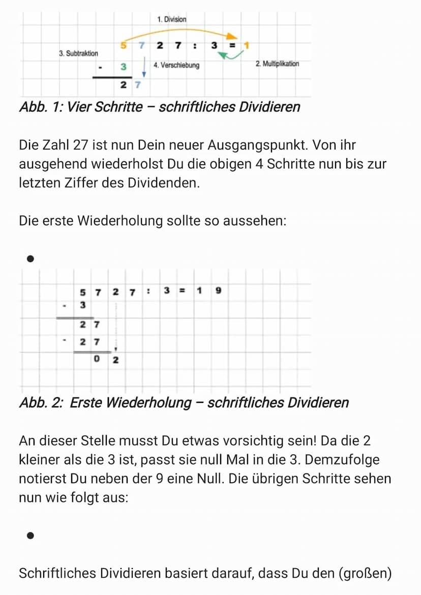 Schriftliches Dividieren oder auch teilen
Schriftliches Dividieren gehört zu den vier Grundrechenarten.
Zum Dividieren oder auch „Teilen" te