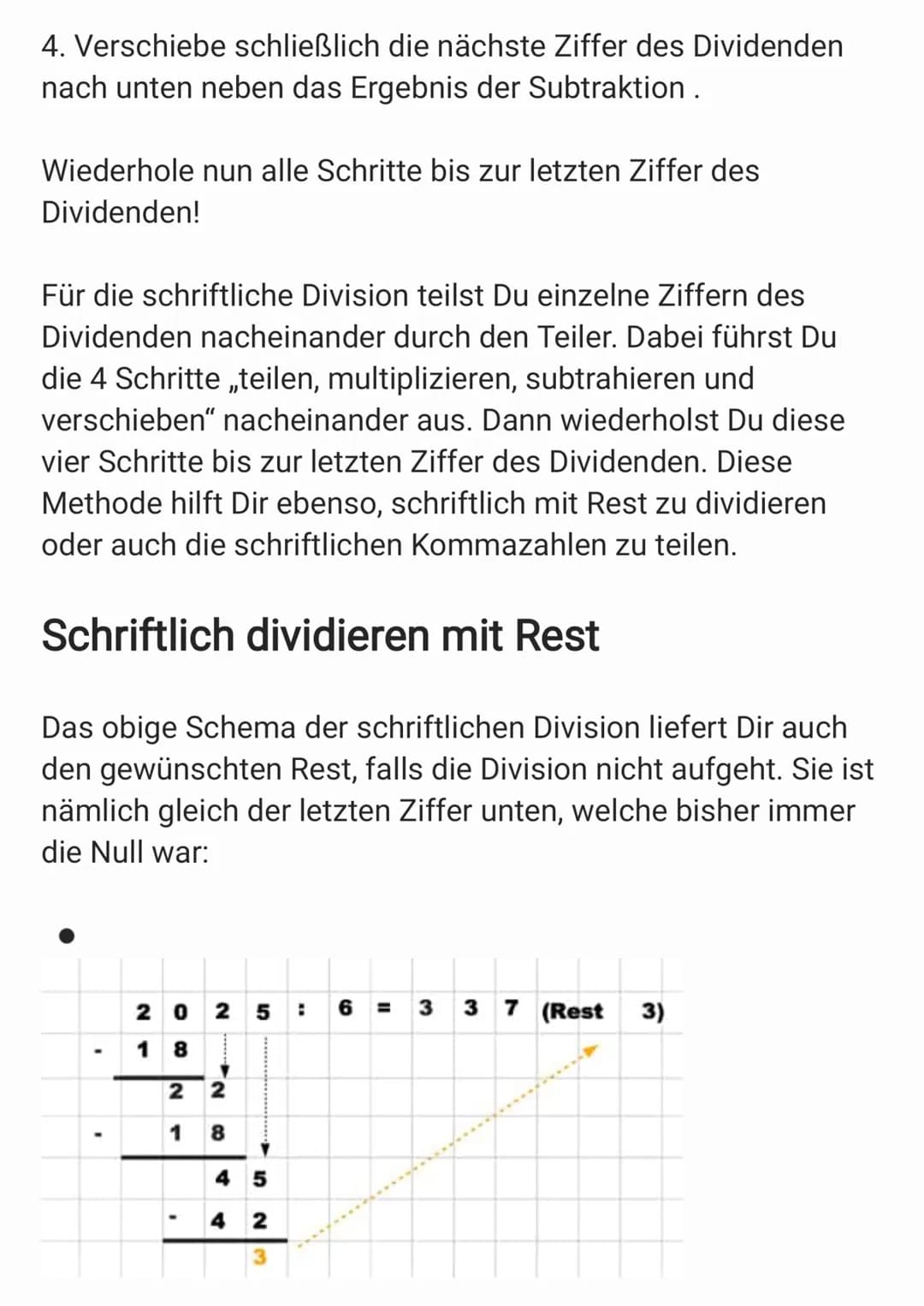 Schriftliches Dividieren oder auch teilen
Schriftliches Dividieren gehört zu den vier Grundrechenarten.
Zum Dividieren oder auch „Teilen" te