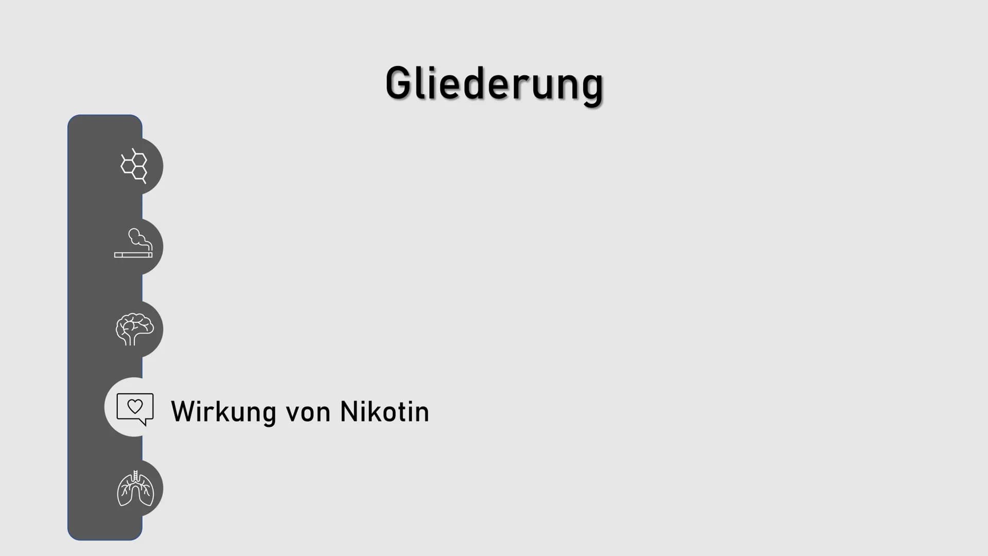 Nikotin
Ein legales Nervengift Ø
|0²
Gliederung
Was ist Nikotin eigentlich? |0²
Gliederung
Anwendung von Nikotin |0²
Gliederung
Was passiert