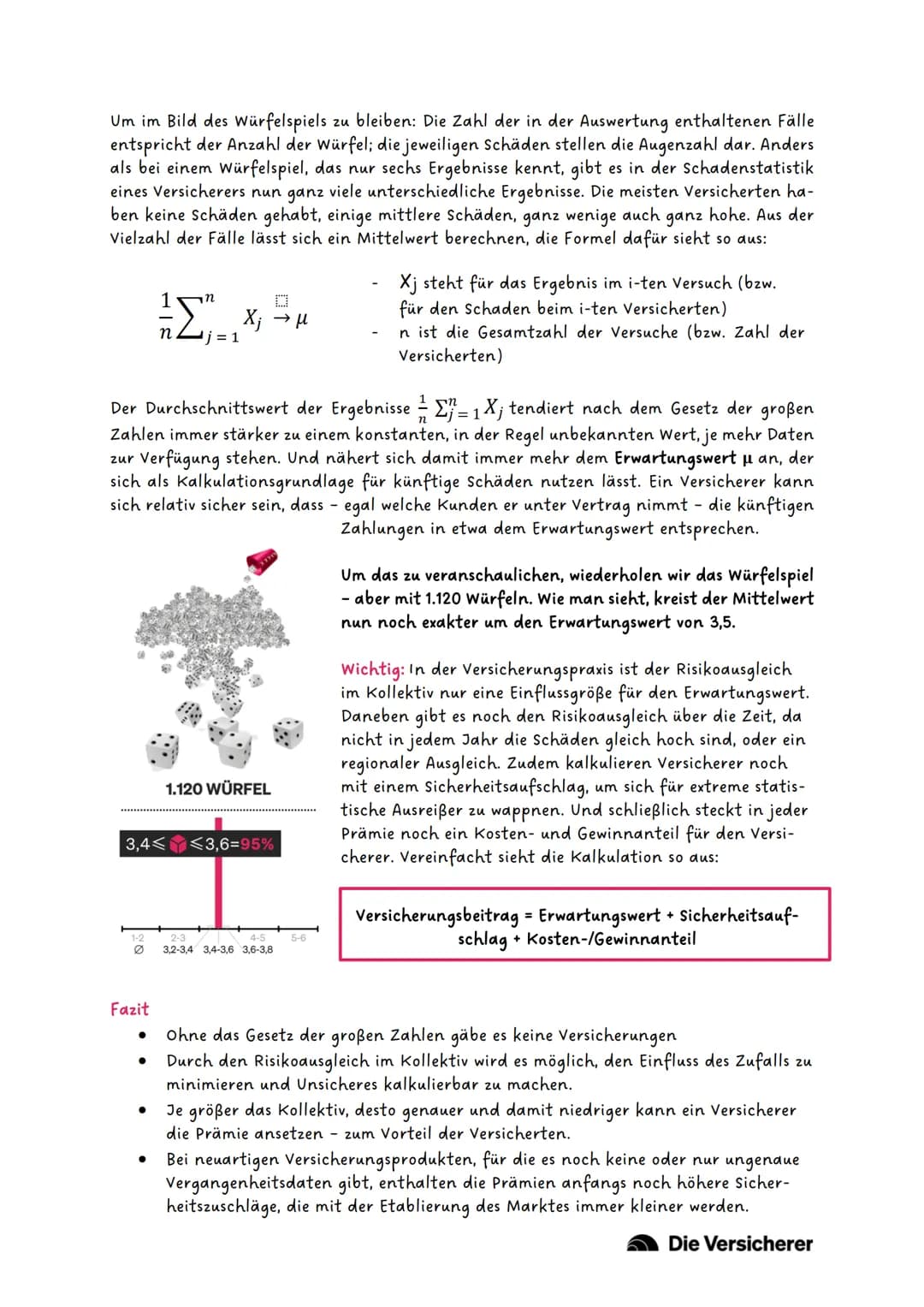 Wirtschaftsmathematik - Themenfeld Stochastik
Gesetz der großen Zahlen - ein Beispiel aus der Versicherungspraxis
Gesetz der großen Zahlen -