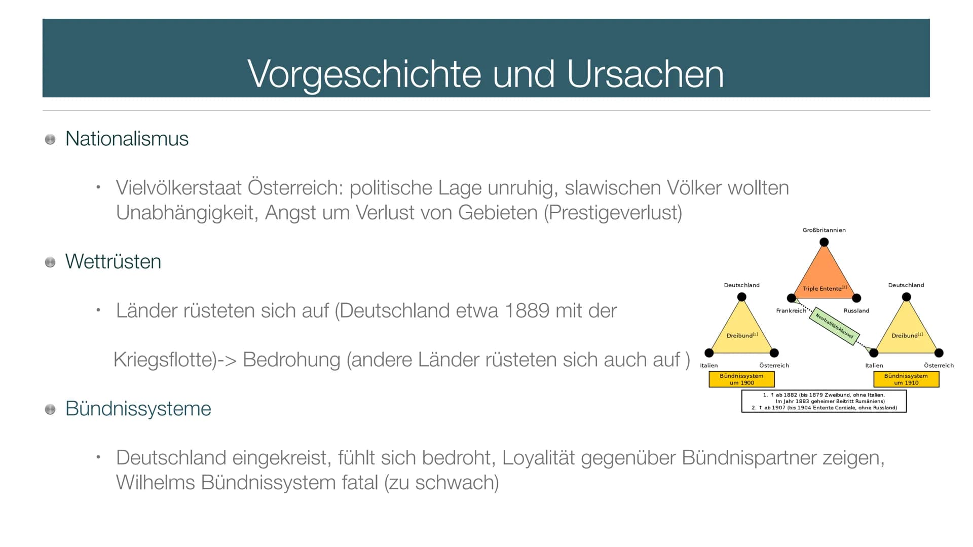 AUSLÖSER
DES
ERSTEN WELTKRIEGES INHALTSVERZEICHNIS
1.Vorgeschichte und Ursachen
2.Sarajevo-Attentat
3.Kriegserklärung Nationalismus
• Vielvö