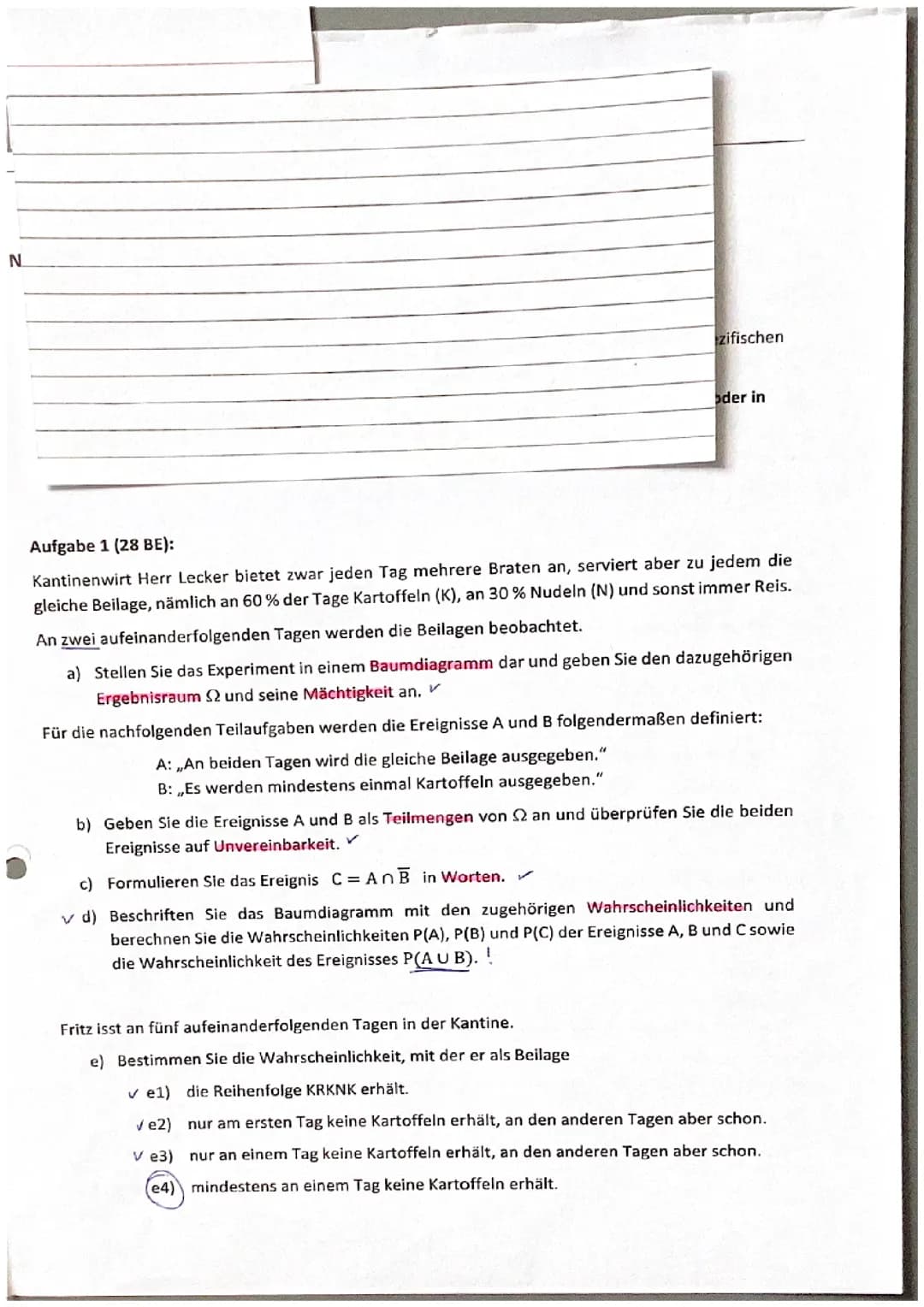Mathe GK Klausur Q3 Stochastik/ Kombinatorik