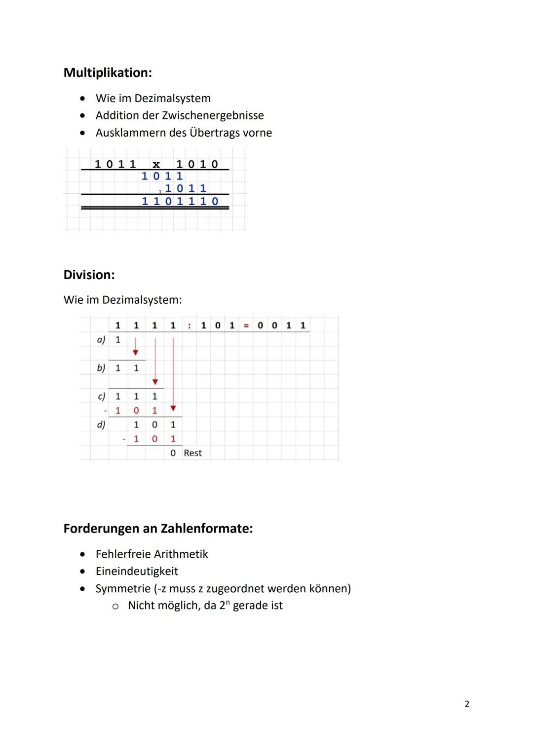 Binär zu Dezimal:
0110 10010*27+1*26+1*25+0*24+1*2³ +0*2²+0*2¹+1*2⁰
= 64+32+8+1
Dezimal zu Binär:
● Zahl durch 2 teilen
● Rest aufschreiben
