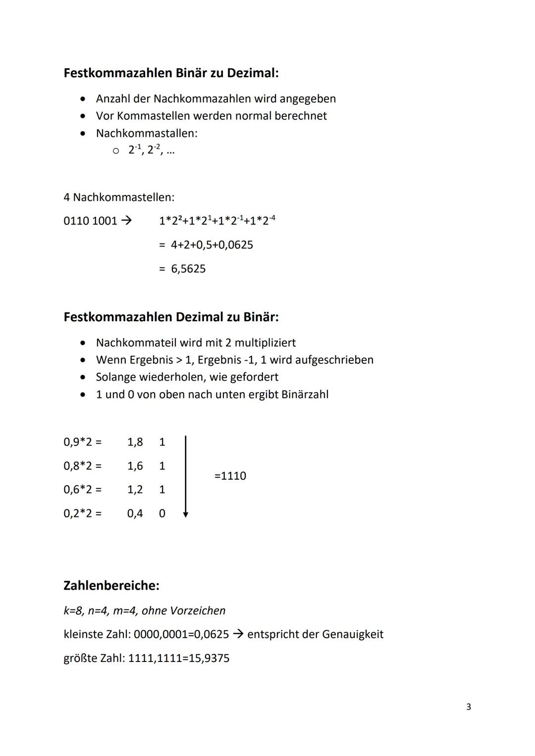Binär zu Dezimal:
0110 10010*27+1*26+1*25+0*24+1*2³ +0*2²+0*2¹+1*2⁰
= 64+32+8+1
Dezimal zu Binär:
● Zahl durch 2 teilen
● Rest aufschreiben
