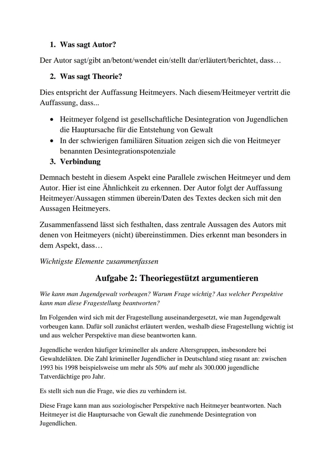Klausur-Wilhelm Heitmeyer
Der vorliegende Text trägt den Titel ,,.." und wurde von xy im Jahre/am xy verfasst. Er
thematisiert... Im Folgend