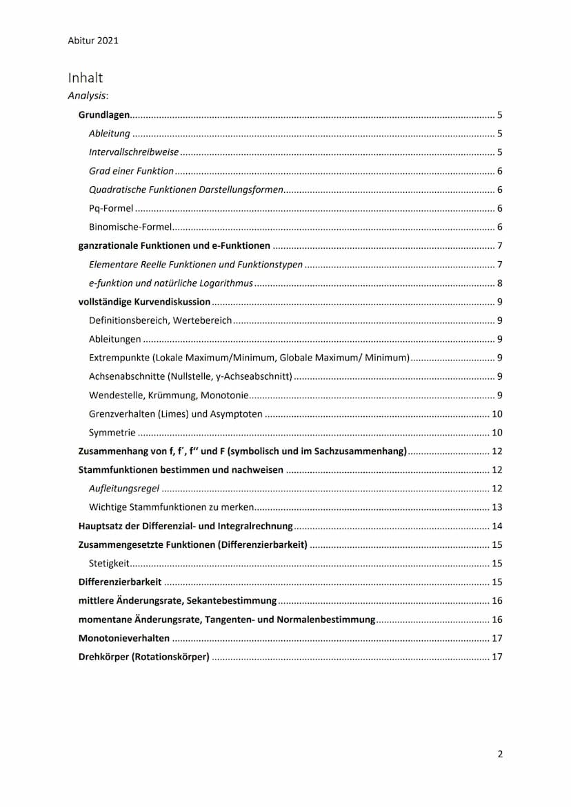 Abitur 2021
Mathematik LK Abi 2021
Analysis, Analytische Geometrie und Stochastik: Alles zusammen!
1. Analysis
- ganzrationale Funktionen un