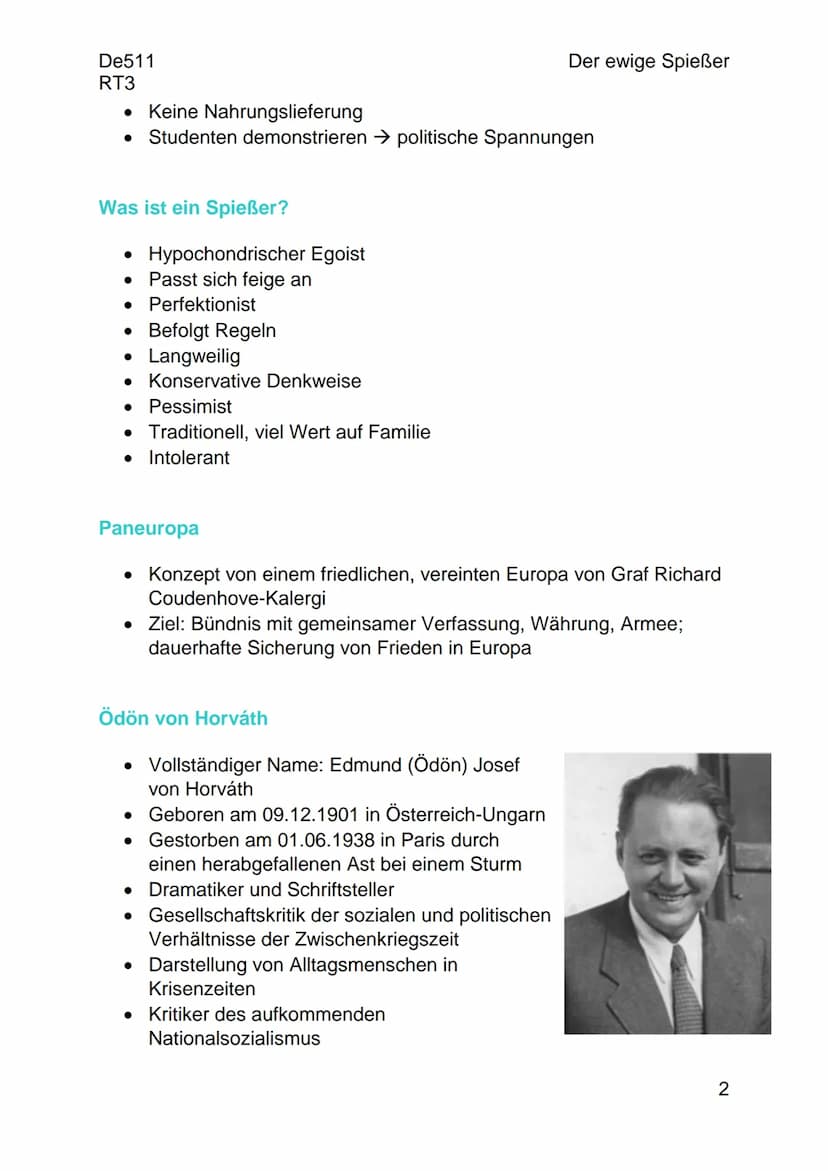 --- OCR Start ---
De511
RT3
Der ewige Spießer
Der ewige Spießer
Basisinformationen
- 1. Roman von Ödön von Horváth
- Sozial- und Gesellschaf