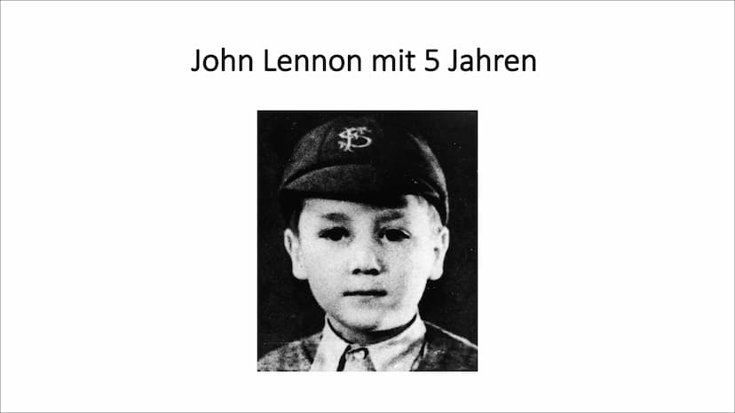 John Lennon Geboren im zweiten Weltkrieg
1940 wurde John als Sohn von Julia Lennon geboren. Sein
Vater war Seemann und auf See.
●
●
Er lebte