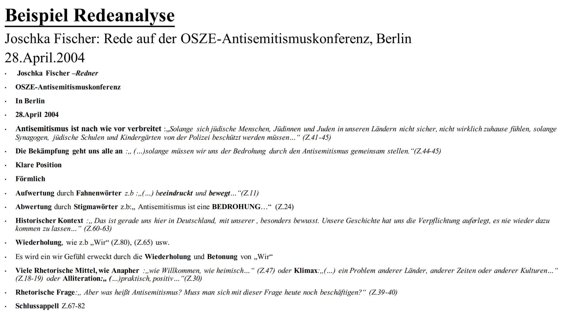 Eine Redeanalyse
schreiben Inhaltsverzeichnis
Allgemein
Vorbereitung
Aufbau
Beispiel Redeanalyse
Quellen ?
?
?
?
?
Allgemein
Redeanalyse ist