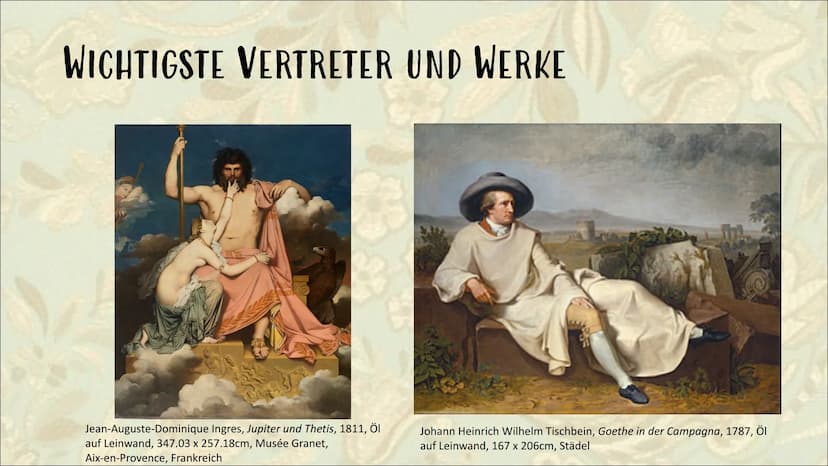 KLASSIZISMUS Begriffserklärung
KUNSTGESCHICHTLICHE EPOCHE IM ZEITRAUM ETWA
ZWISCHEN 1770 UND 1840
ZEITGLEICH: BIEDERMEIER & ROMANTIK
VORBILD