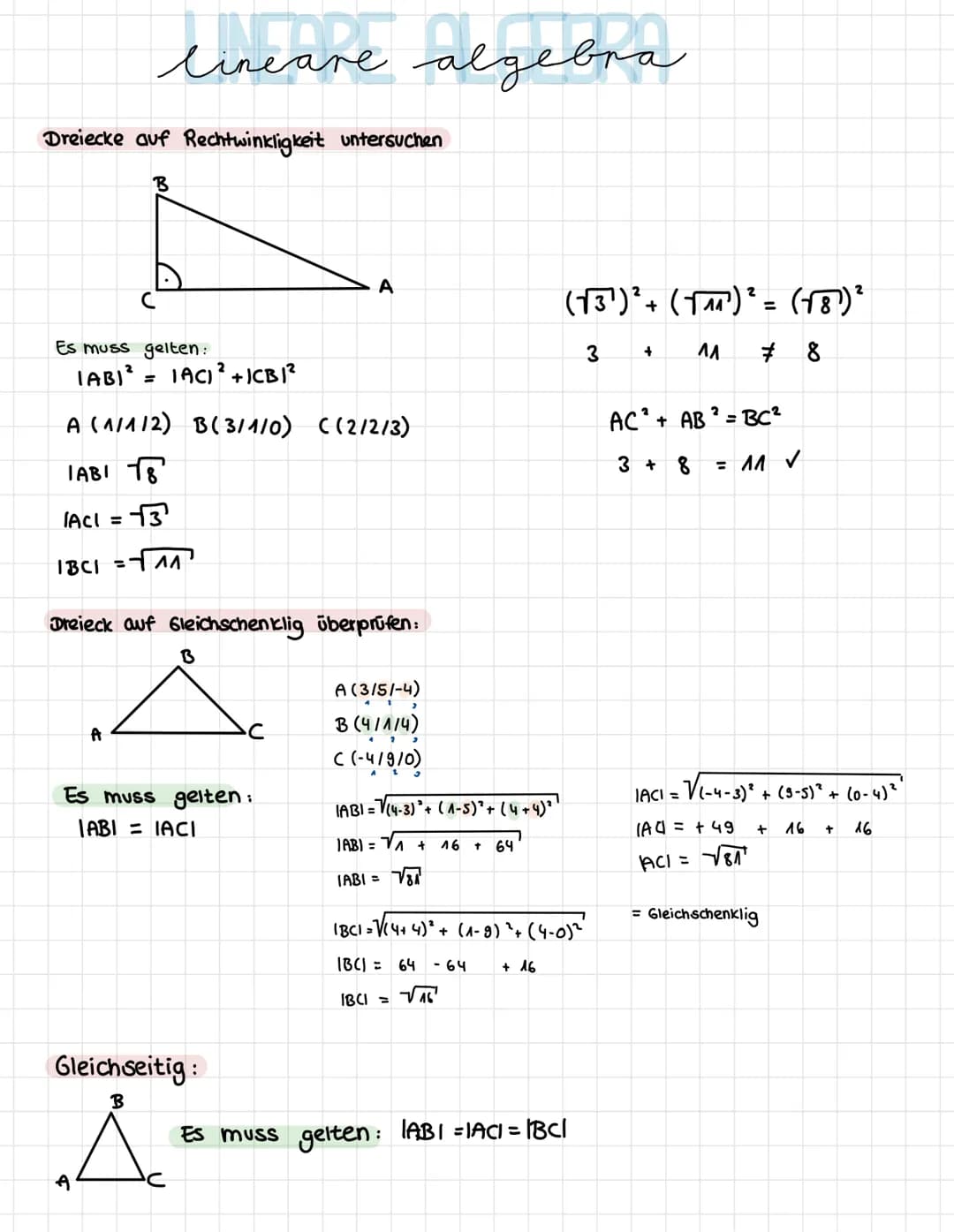 lineare algebra
Punkte im Koordinatensystem.
X
Vektoren:
4
'3
|a| = |AB| =
Beispiel:
A(5/3/2)
B (71-114)
2
0₁-9A
bat
b3-93
a = AB
V
✓ = (₁²)