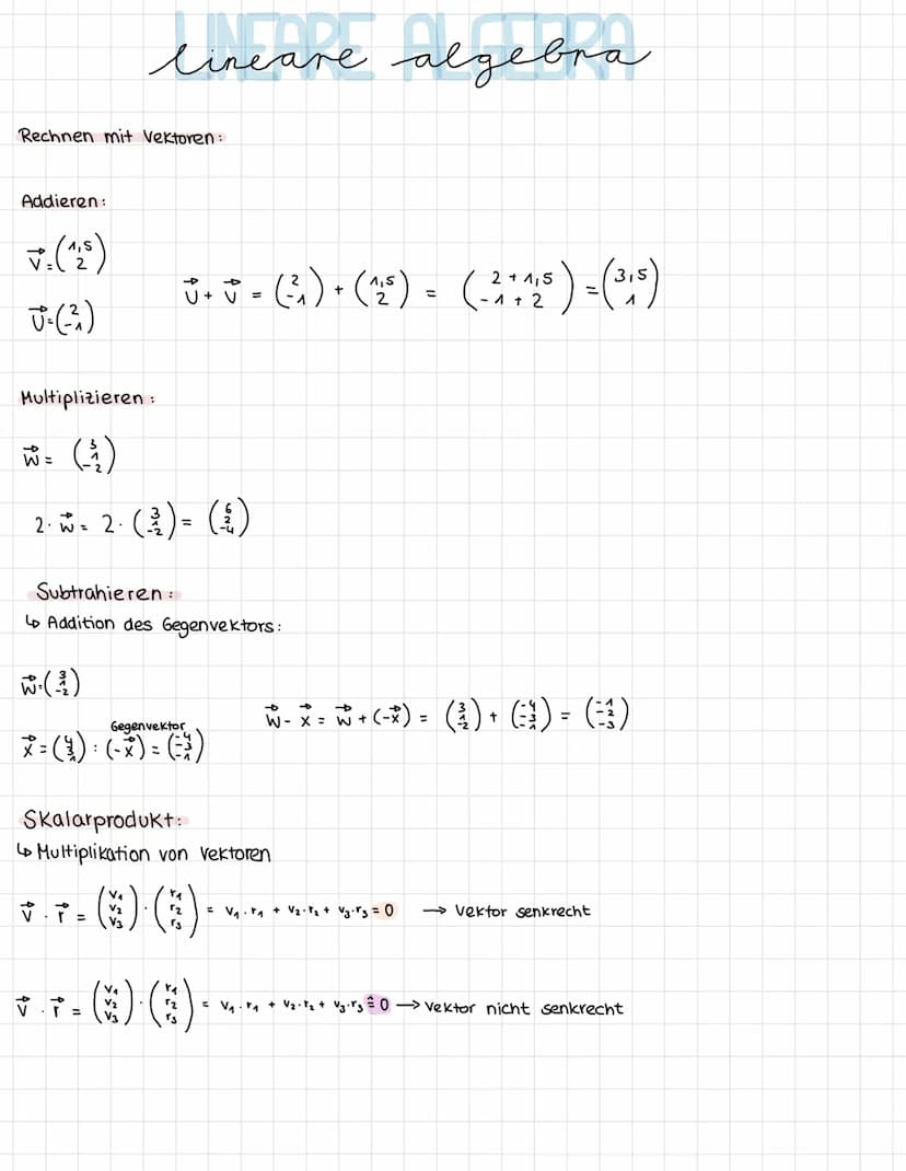 lineare algebra
Punkte im Koordinatensystem.
X
Vektoren:
4
'3
|a| = |AB| =
Beispiel:
A(5/3/2)
B (71-114)
2
0₁-9A
bat
b3-93
a = AB
V
✓ = (₁²)