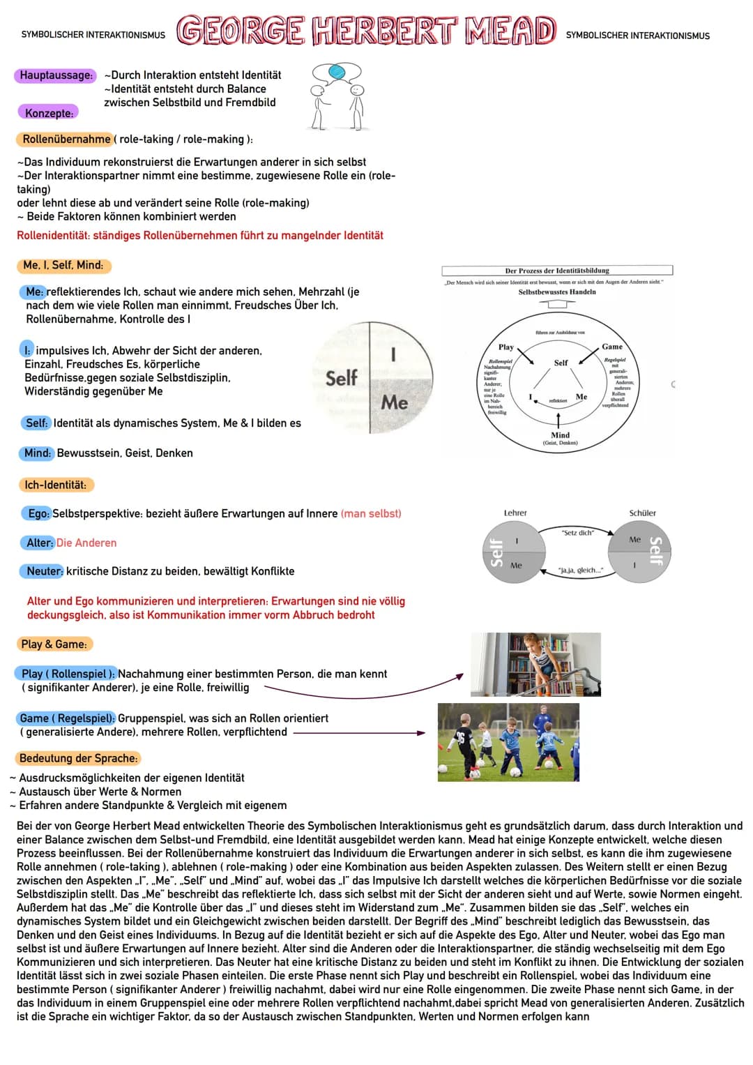 SYMBOLISCHER INTERAKTIONISMUS
Hauptaussage: ~Durch Interaktion entsteht Identität
~Identität entsteht durch Balance
zwischen Selbstbild und 