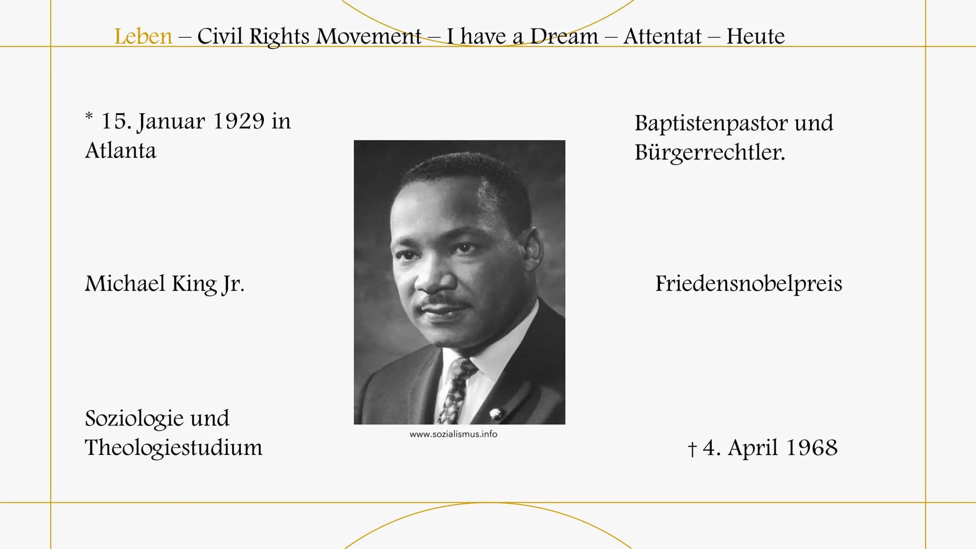 
<h2 id="lebenundausbildung">Leben und Ausbildung</h2>
<p>Martin Luther King wurde am 15. Januar 1929 in Atlanta als Michael King Jr. gebore