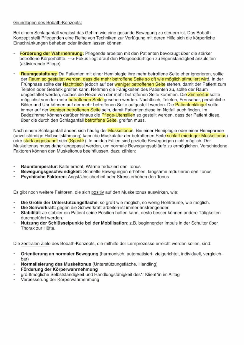 Das Bobath Konzept
Definition
Praxis
Es handelt sich um ein Therapiekonzept, das zur Befundannahme und Behandlung von Menschen mit
neurologi