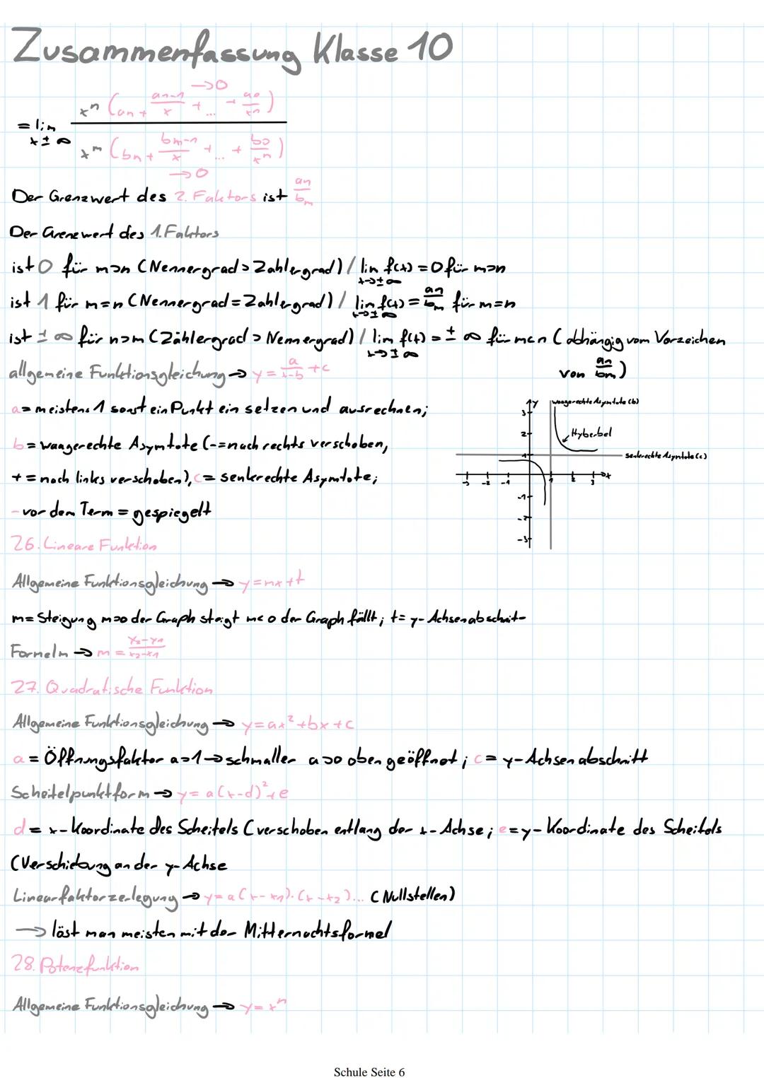 Zusammenfassung Klasse 10
1. Elementare Kreisteile
Länge des Kreisbogens b b = 360° ¹2 Tir
a
Flächeninhalt des Kressektors A_A = 360° Tr²
2.