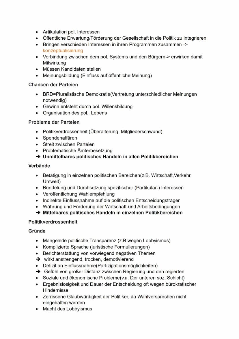GGK ABI Zusammenfassung
1.Partizipation
an der Herrschaft
Chancen und Probleme des demokratischen Systems der BRD
Besondere Stellung der Gru