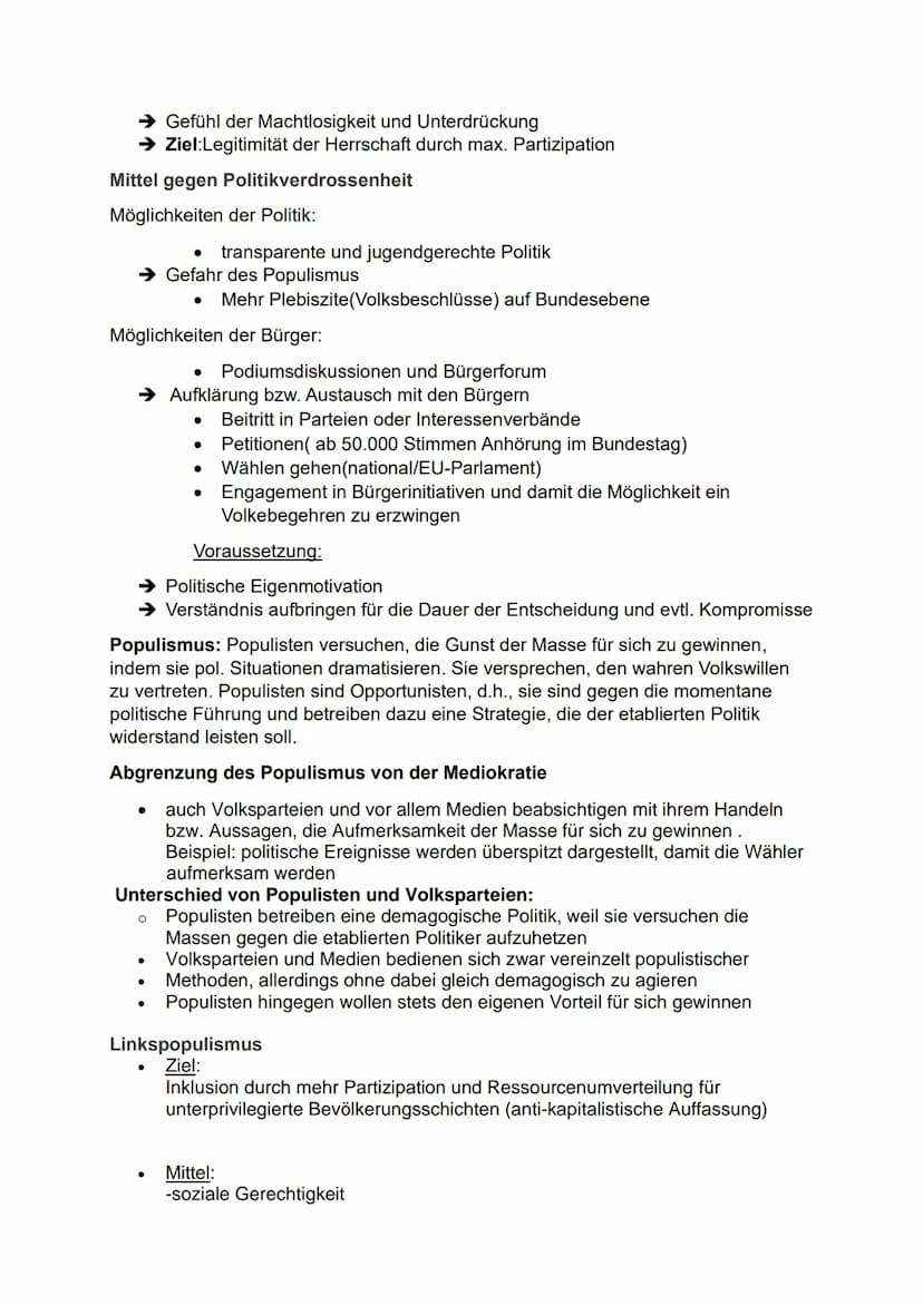 GGK ABI Zusammenfassung
1.Partizipation
an der Herrschaft
Chancen und Probleme des demokratischen Systems der BRD
Besondere Stellung der Gru