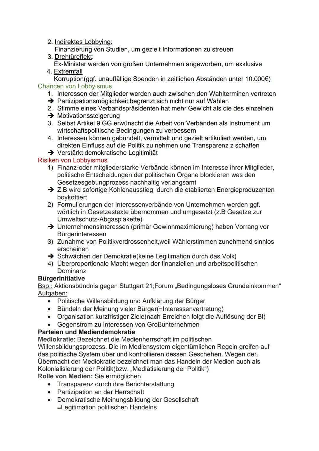 GGK ABI Zusammenfassung
1.Partizipation
an der Herrschaft
Chancen und Probleme des demokratischen Systems der BRD
Besondere Stellung der Gru