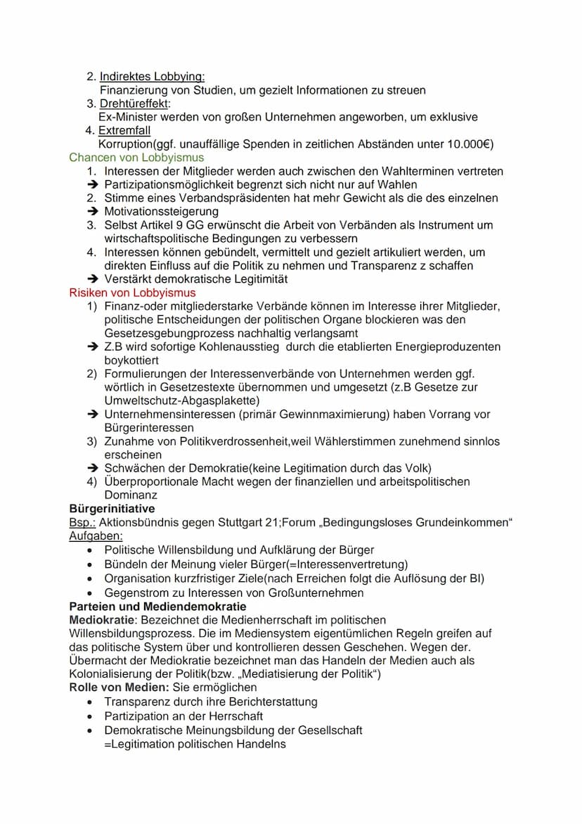 GGK ABI Zusammenfassung
1.Partizipation
an der Herrschaft
Chancen und Probleme des demokratischen Systems der BRD
Besondere Stellung der Gru
