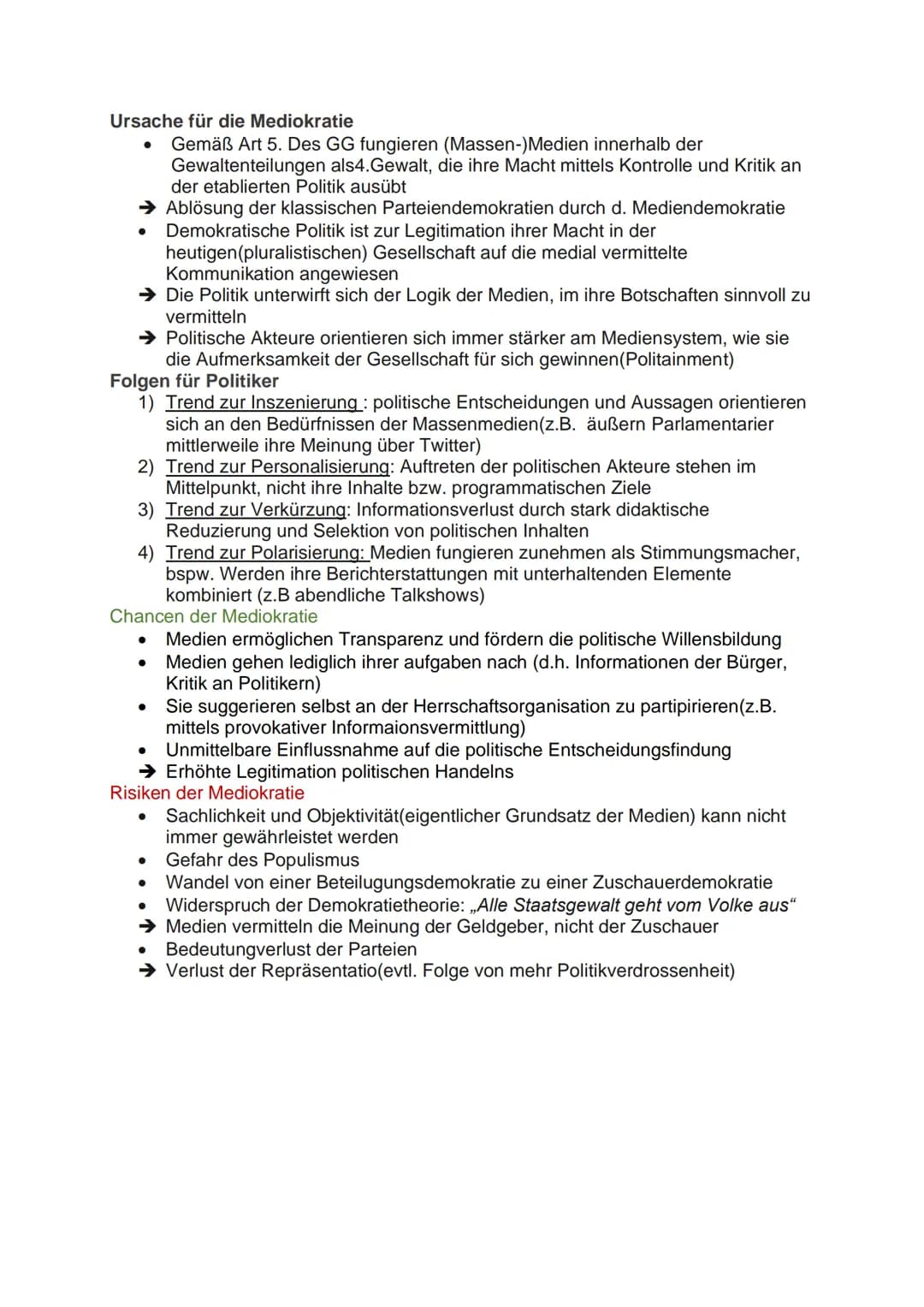 GGK ABI Zusammenfassung
1.Partizipation
an der Herrschaft
Chancen und Probleme des demokratischen Systems der BRD
Besondere Stellung der Gru