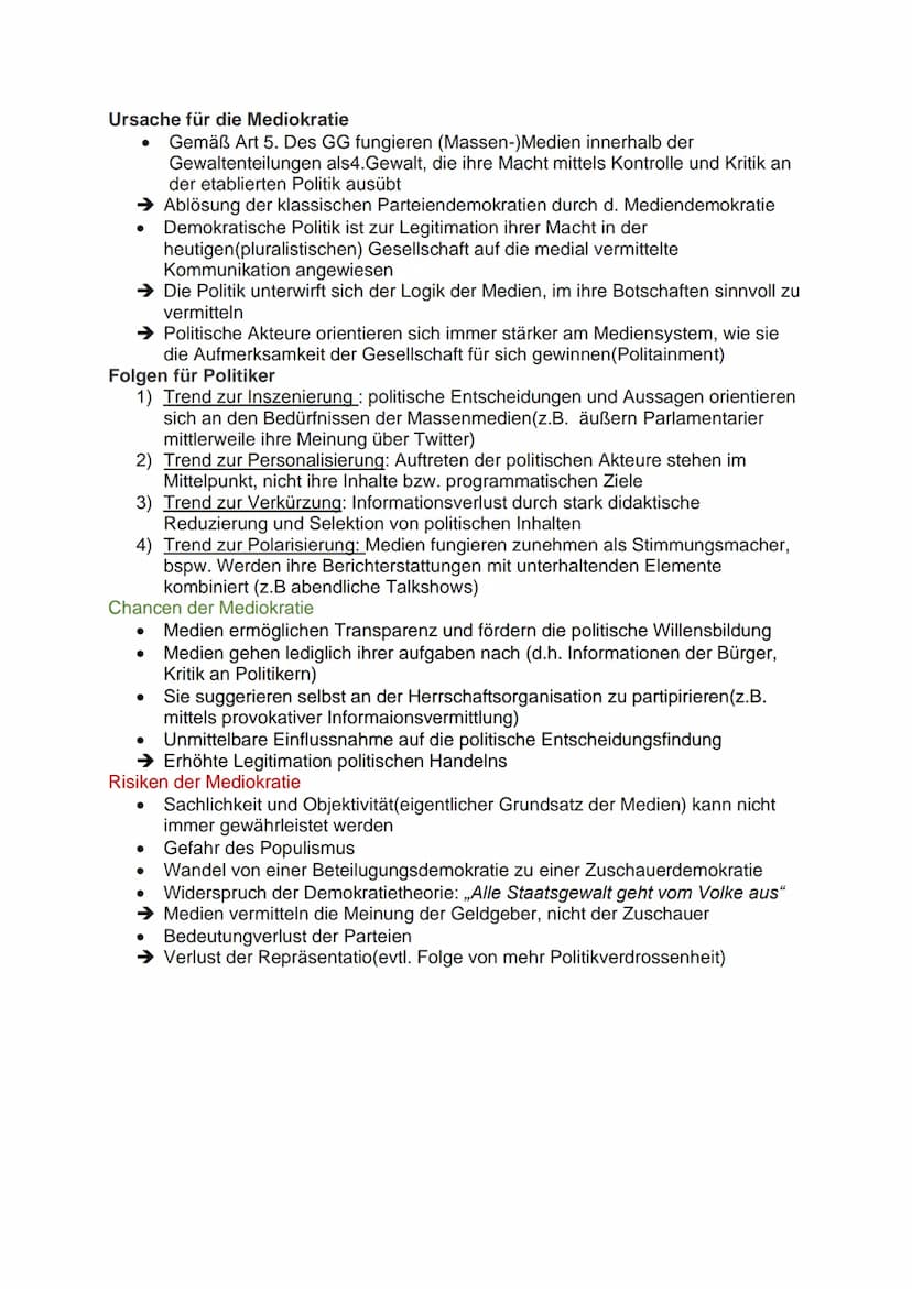GGK ABI Zusammenfassung
1.Partizipation
an der Herrschaft
Chancen und Probleme des demokratischen Systems der BRD
Besondere Stellung der Gru