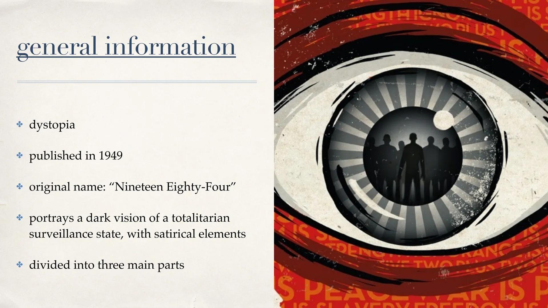 # 1984

Lara

English GK Structure
* the author
* general information
* main characters
*
part I
part II
* part III
* plot/topics # the auth