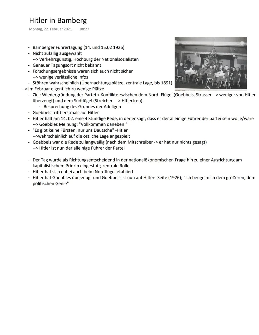 Hitler in Bamberg
Montag, 22. Februar 2021 08:27
Bamberger Führertagung (14. und 15.02 1926)
Nicht zufällig ausgewählt
--> Verkehrsgünstig, 